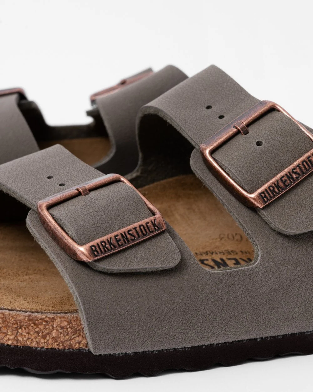 Birkenstock Arizona Birko-Flor Nubuck Womens Sandals - Stone - Image 4
