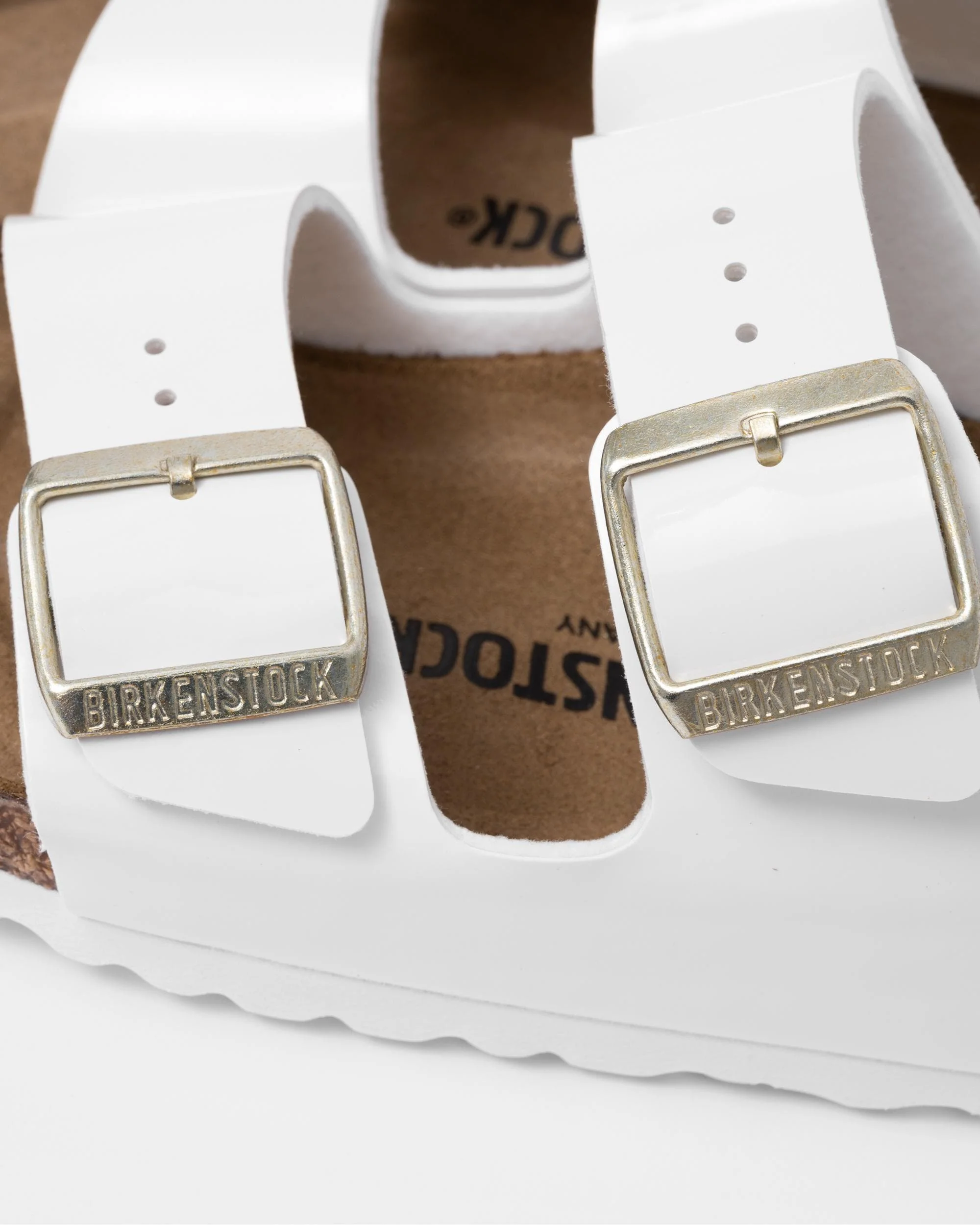 Birkenstock Arizona Birko-Flor Patent Womens Sandals - White - Image 5