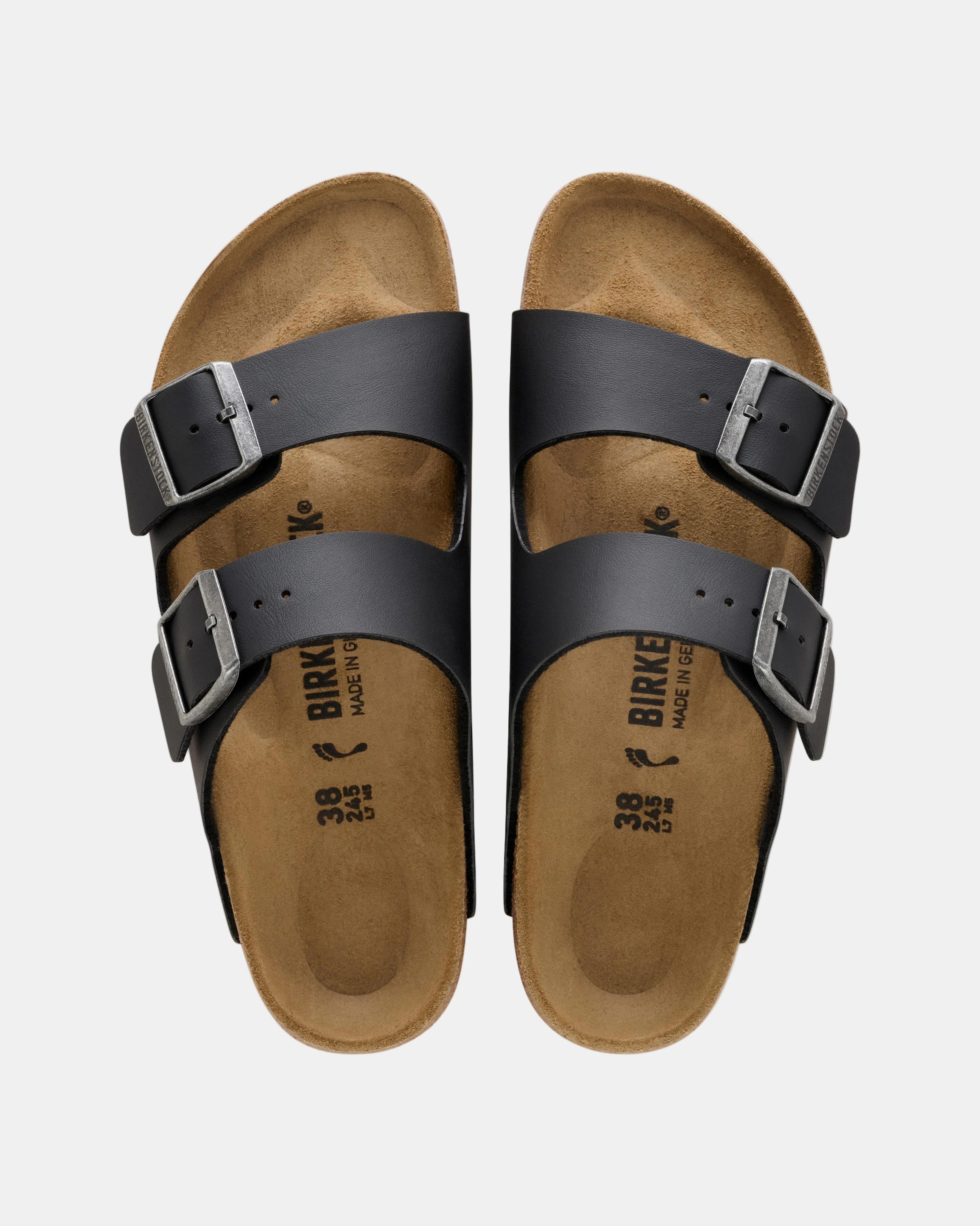 Birkenstock Arizona Birko Flor Womens Sandals - Black/Light Gray - Image 2
