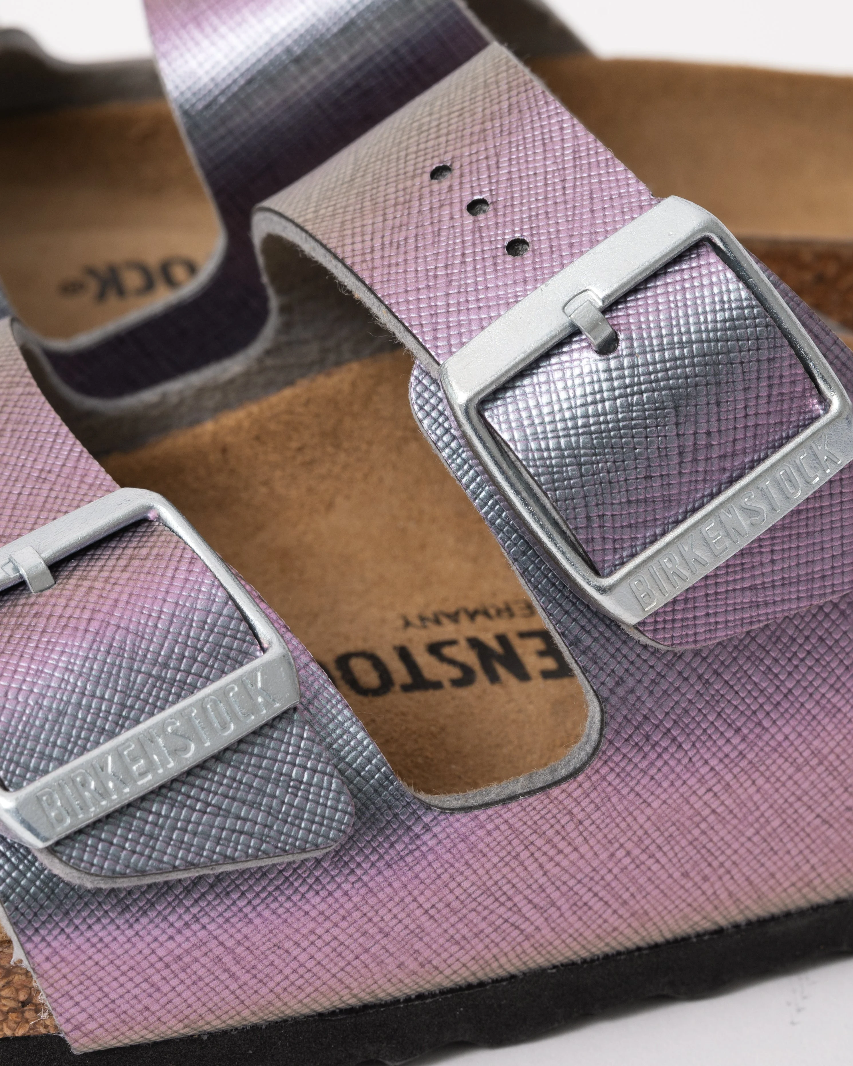 Birkenstock Arizona Embossed Birko-Flor Womens Sandals - Saffiano Iridescent Viola - Image 2