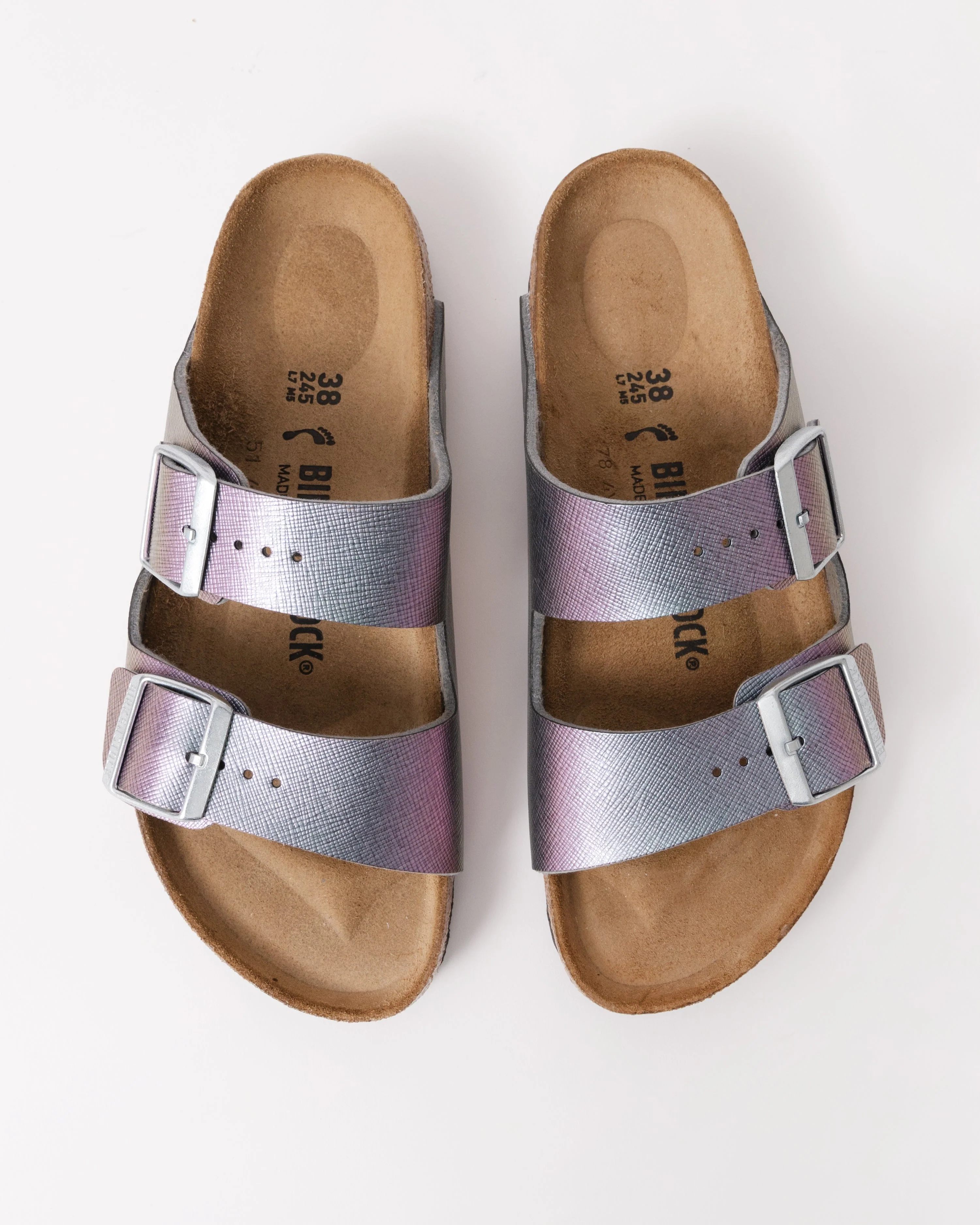 Birkenstock Arizona Embossed Birko-Flor Womens Sandals - Saffiano Iridescent Viola - Image 3