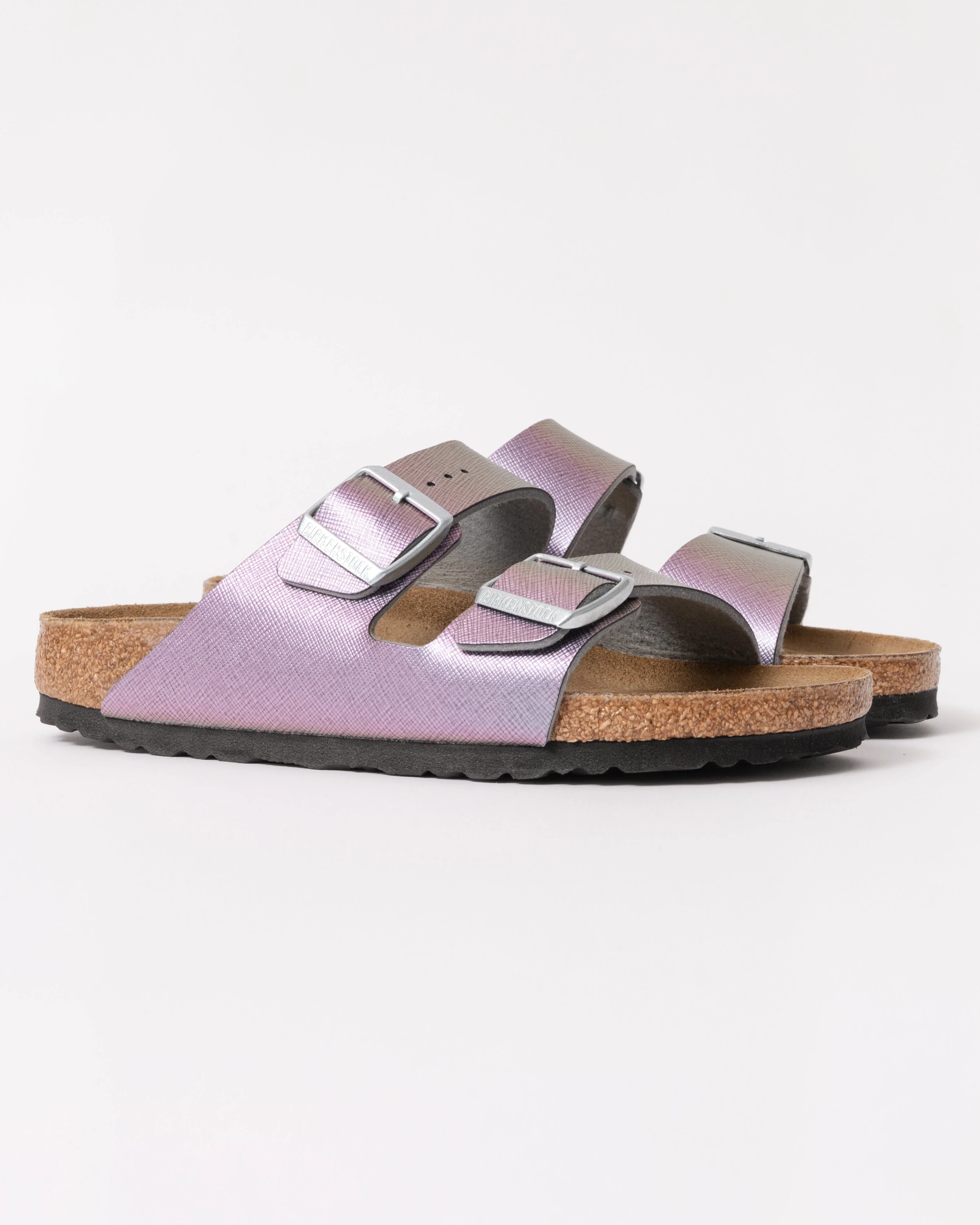 Birkenstock Arizona Embossed Birko-Flor Womens Sandals - Saffiano Iridescent Viola - Image 4
