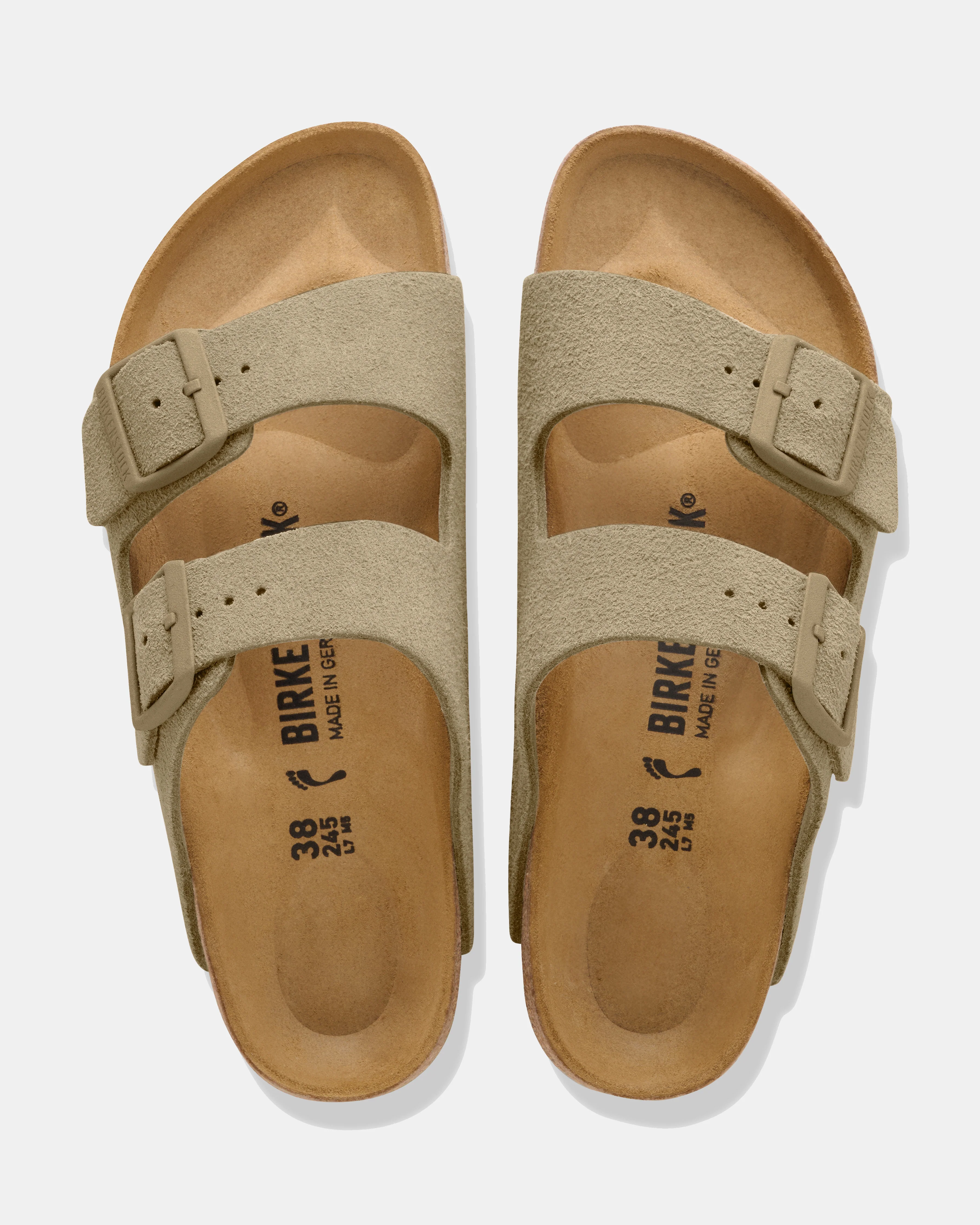 Birkenstock Arizona Suede Leather Womens Sandals - Faded Khaki - Image 2