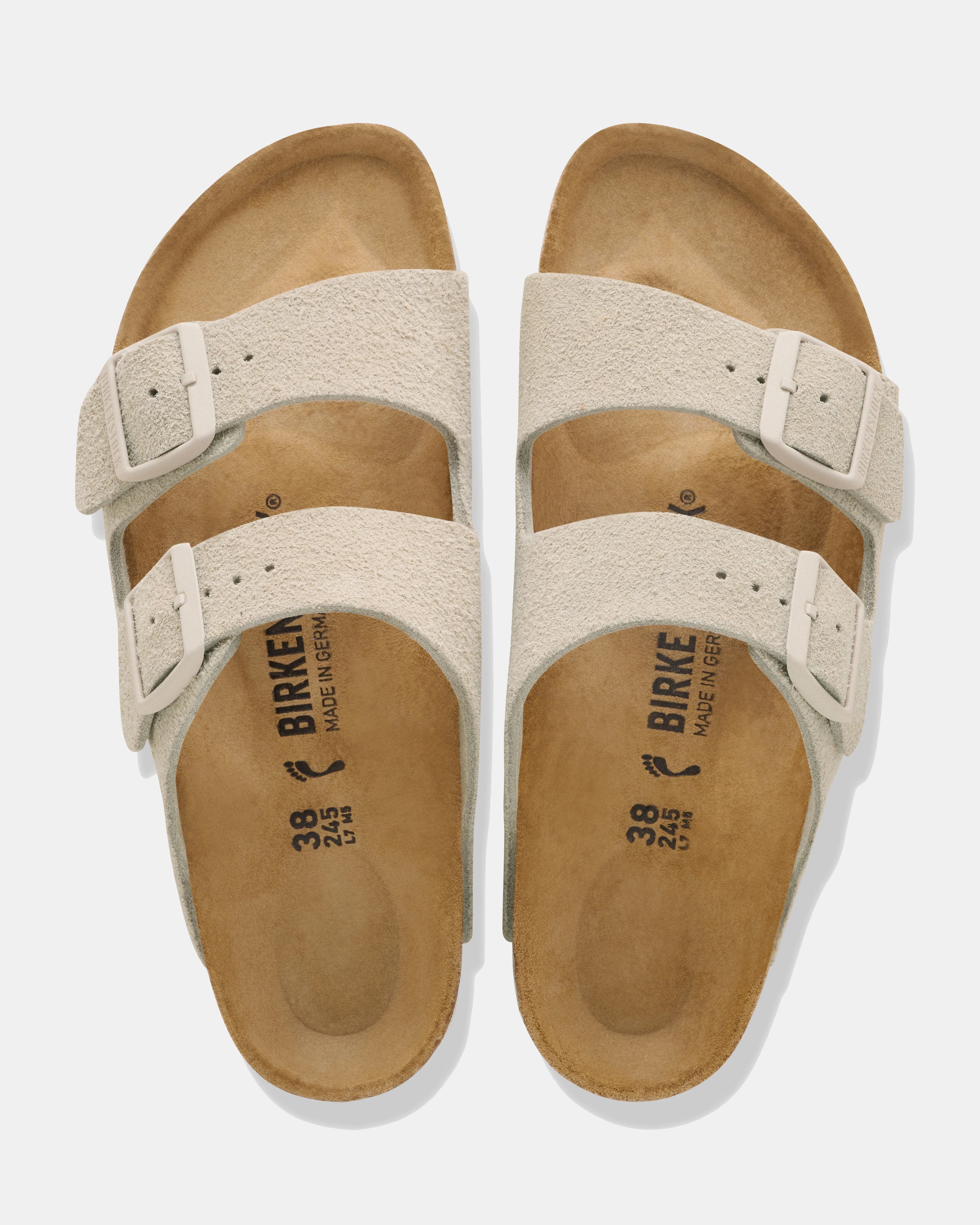 Birkenstock Arizona Suede Leather Womens Sandals - Oyster - Image 3