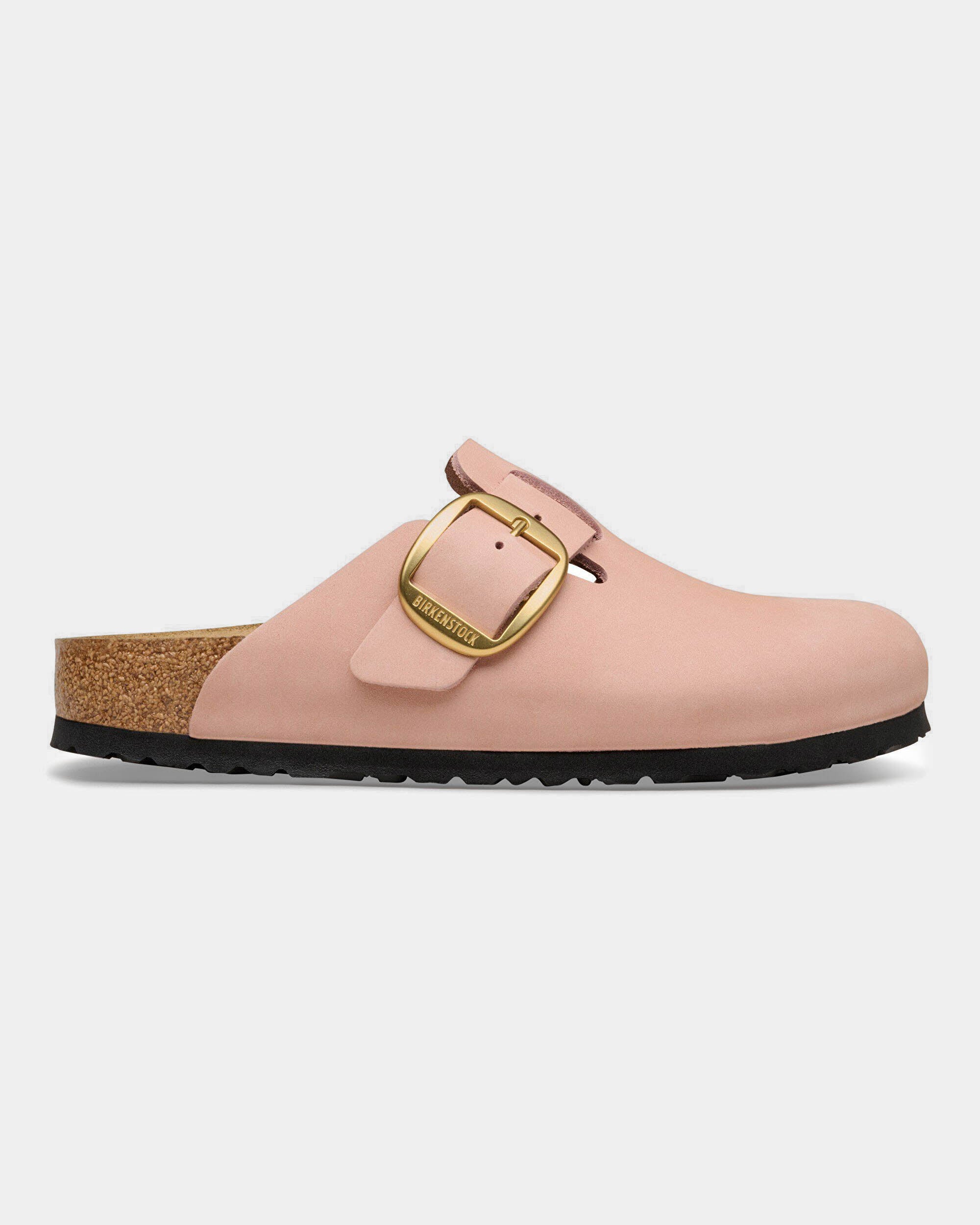 Birkenstock Boston Big Buckle Nubuck Leather Womens Clogs - Soft Pink - Image 3
