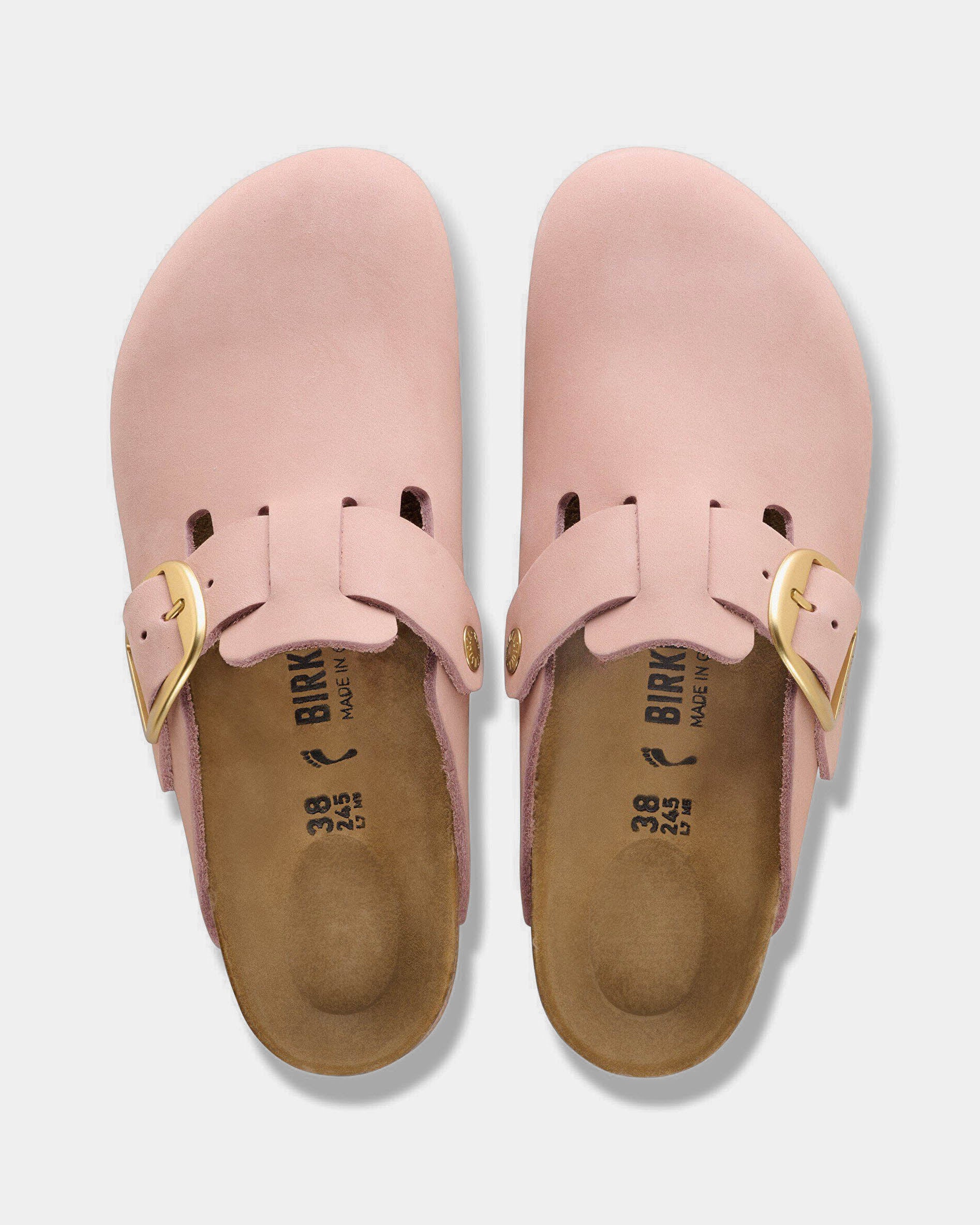 Birkenstock Boston Big Buckle Nubuck Leather Womens Clogs - Soft Pink - Image 5