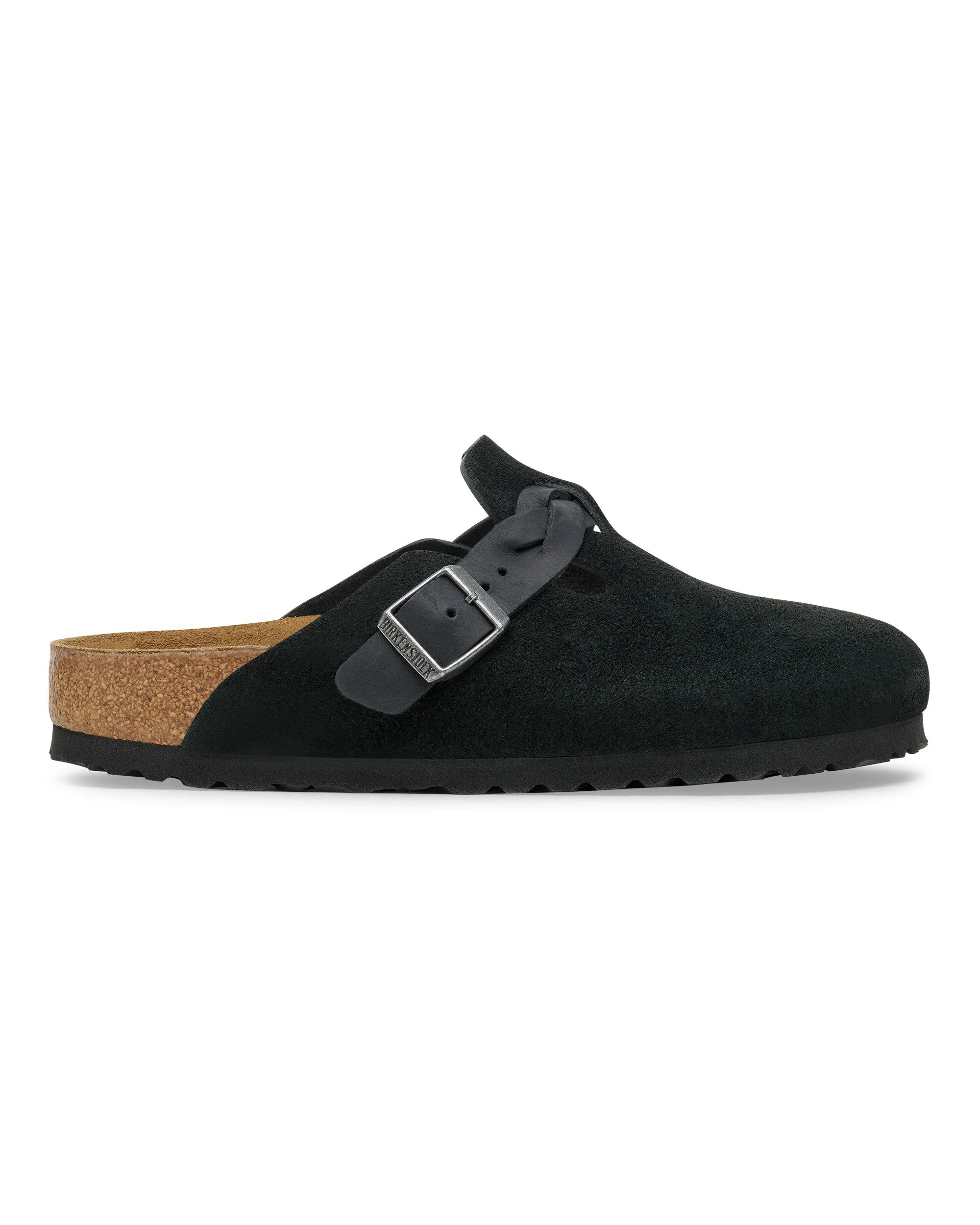 Birkenstock Boston Braided Suede Leather Womens Clogs - Black - Image 3