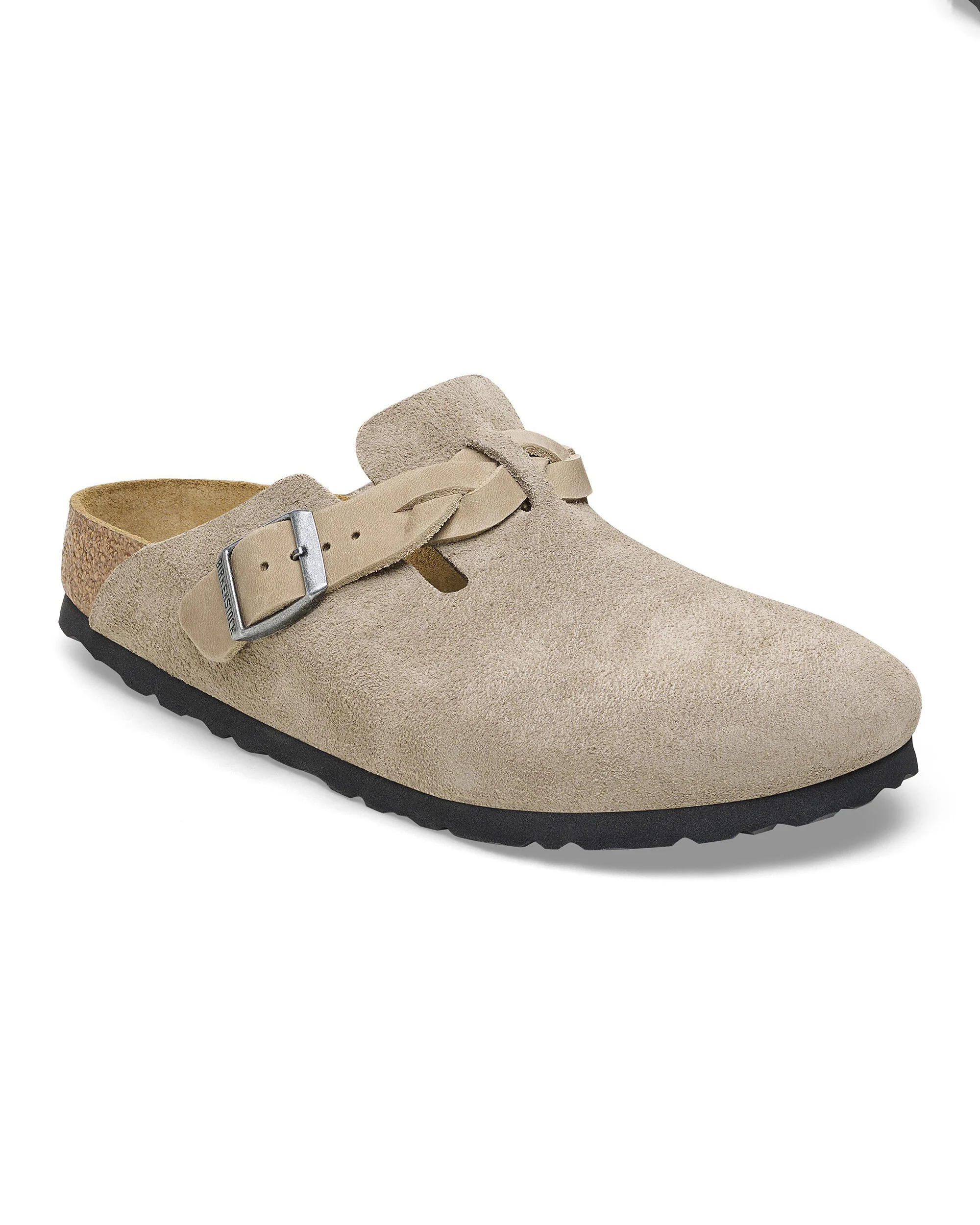 Birkenstock Boston Braided Suede Leather Womens Clogs - Taupe - Image 2