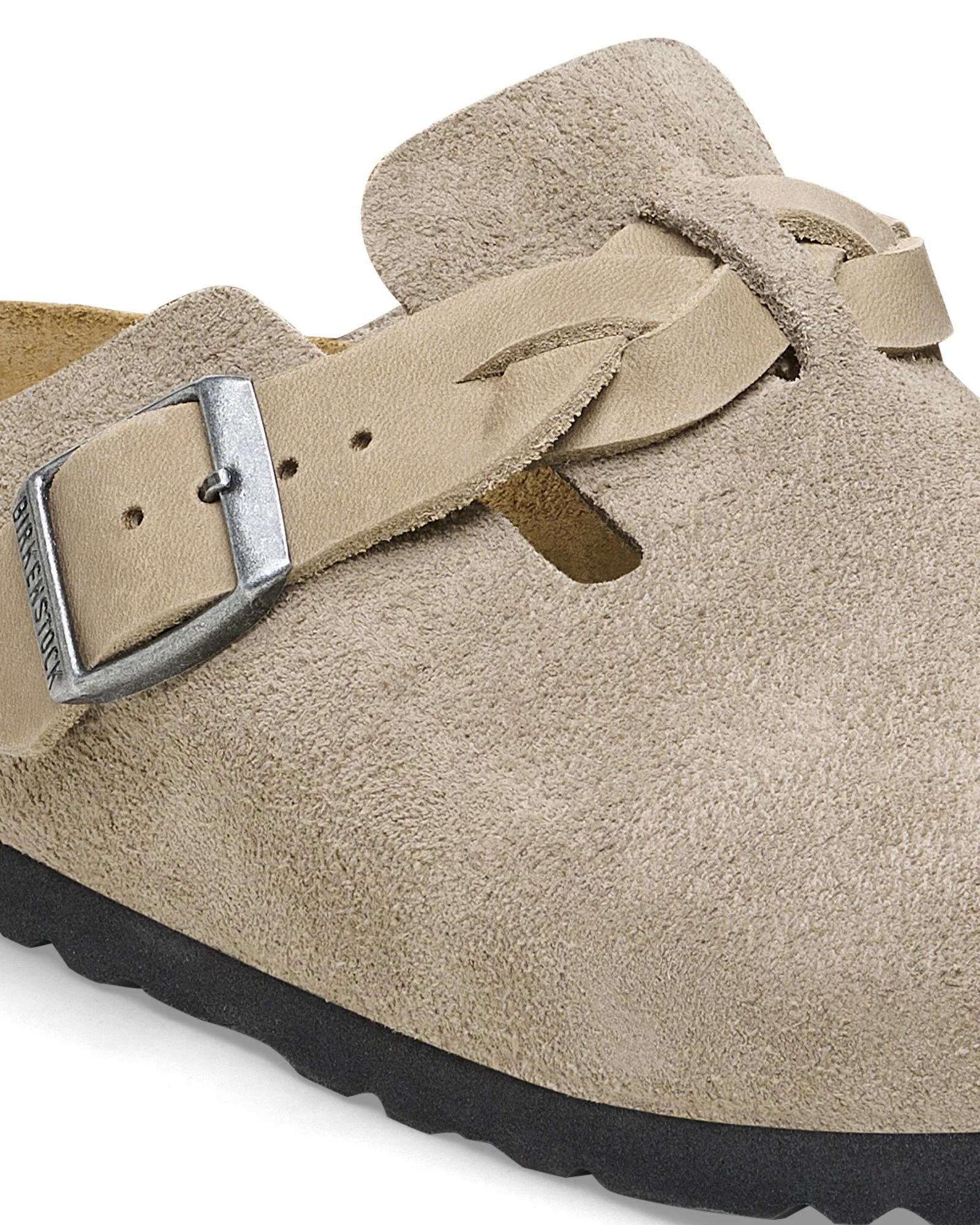 Birkenstock Boston Braided Suede Leather Womens Clogs - Taupe - Image 3