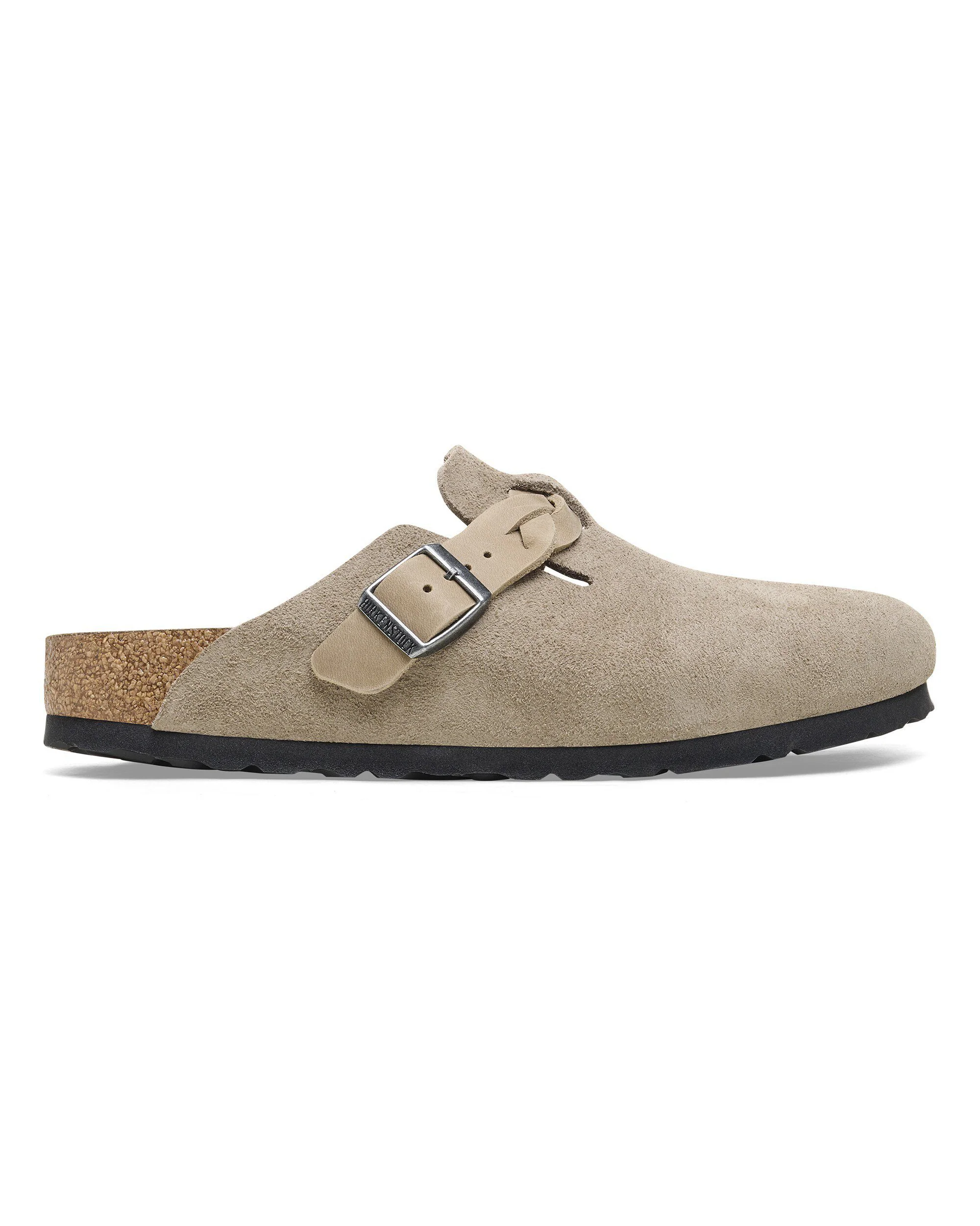 Birkenstock Boston Braided Suede Leather Womens Clogs - Taupe - Image 4