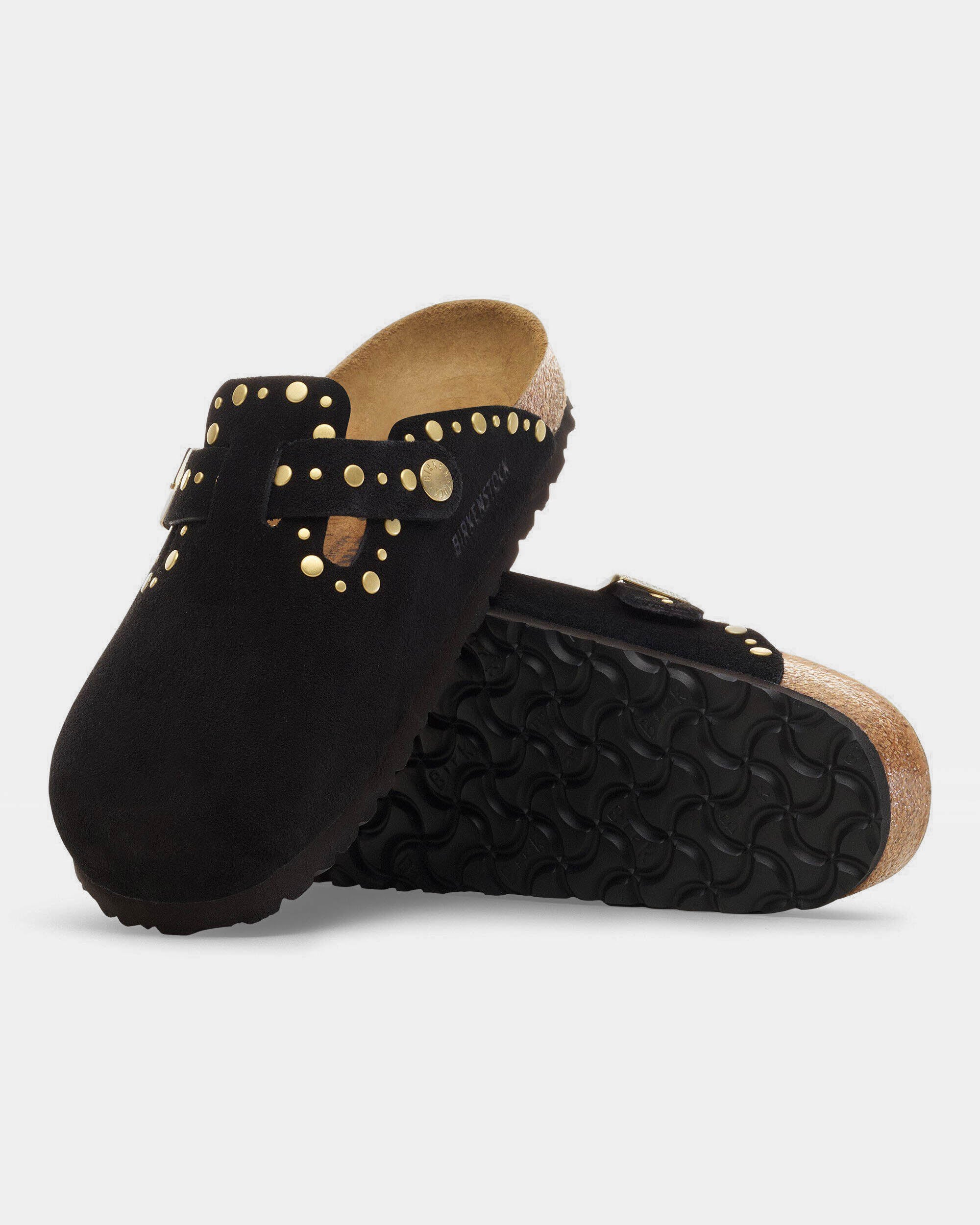 Birkenstock Boston Rivet Suede Leather Womens Clogs - Black - Image 2