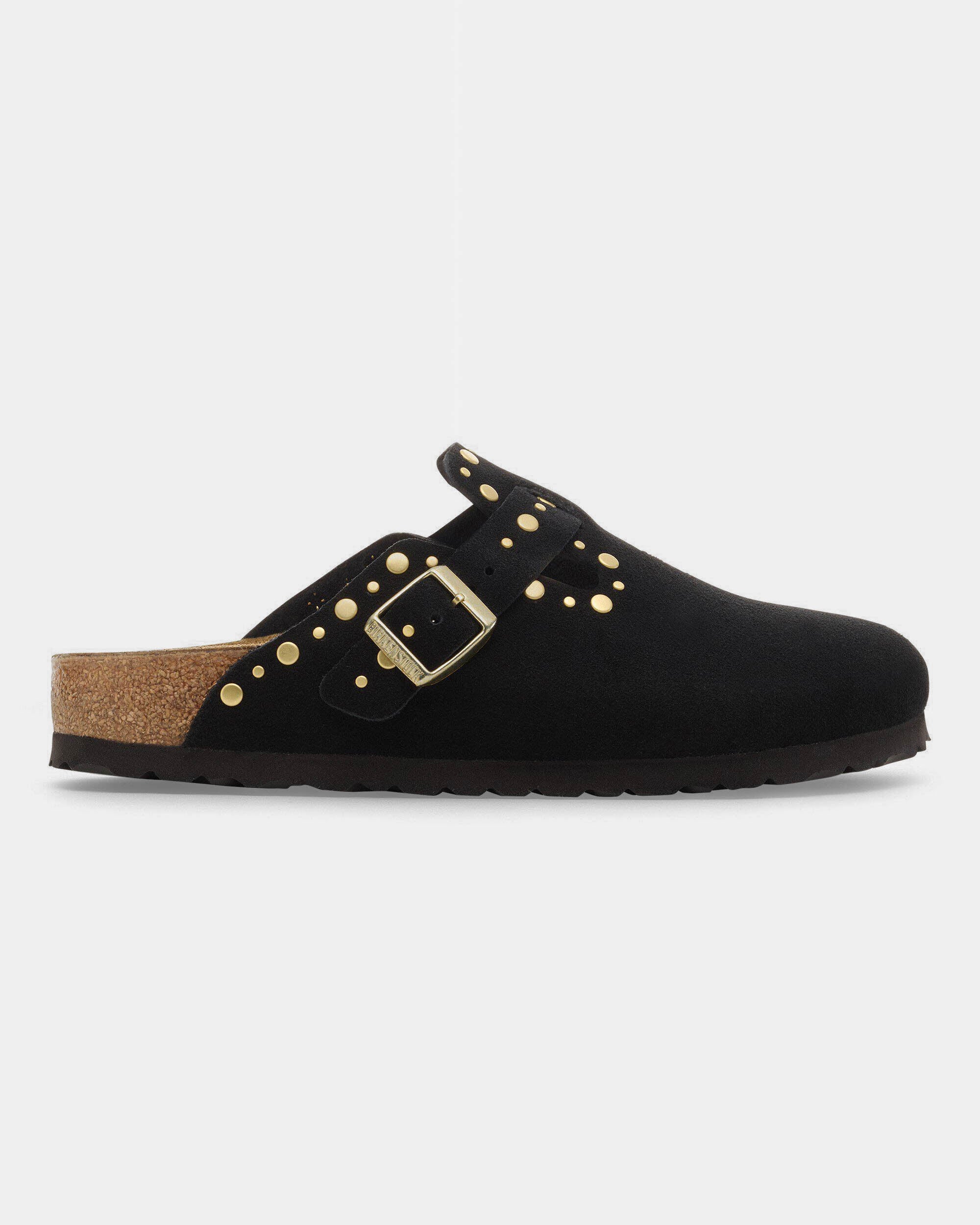 Birkenstock Boston Rivet Suede Leather Womens Clogs - Black - Image 3