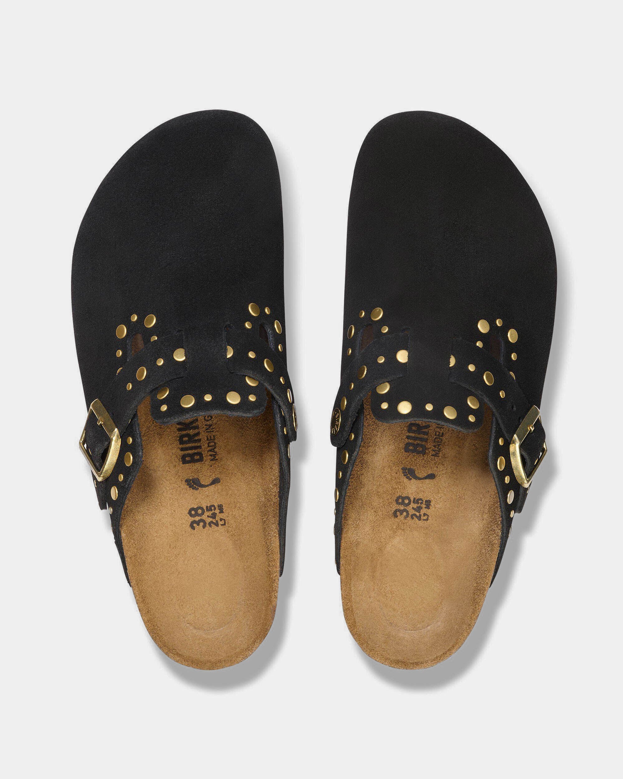 Birkenstock Boston Rivet Suede Leather Womens Clogs - Black - Image 4