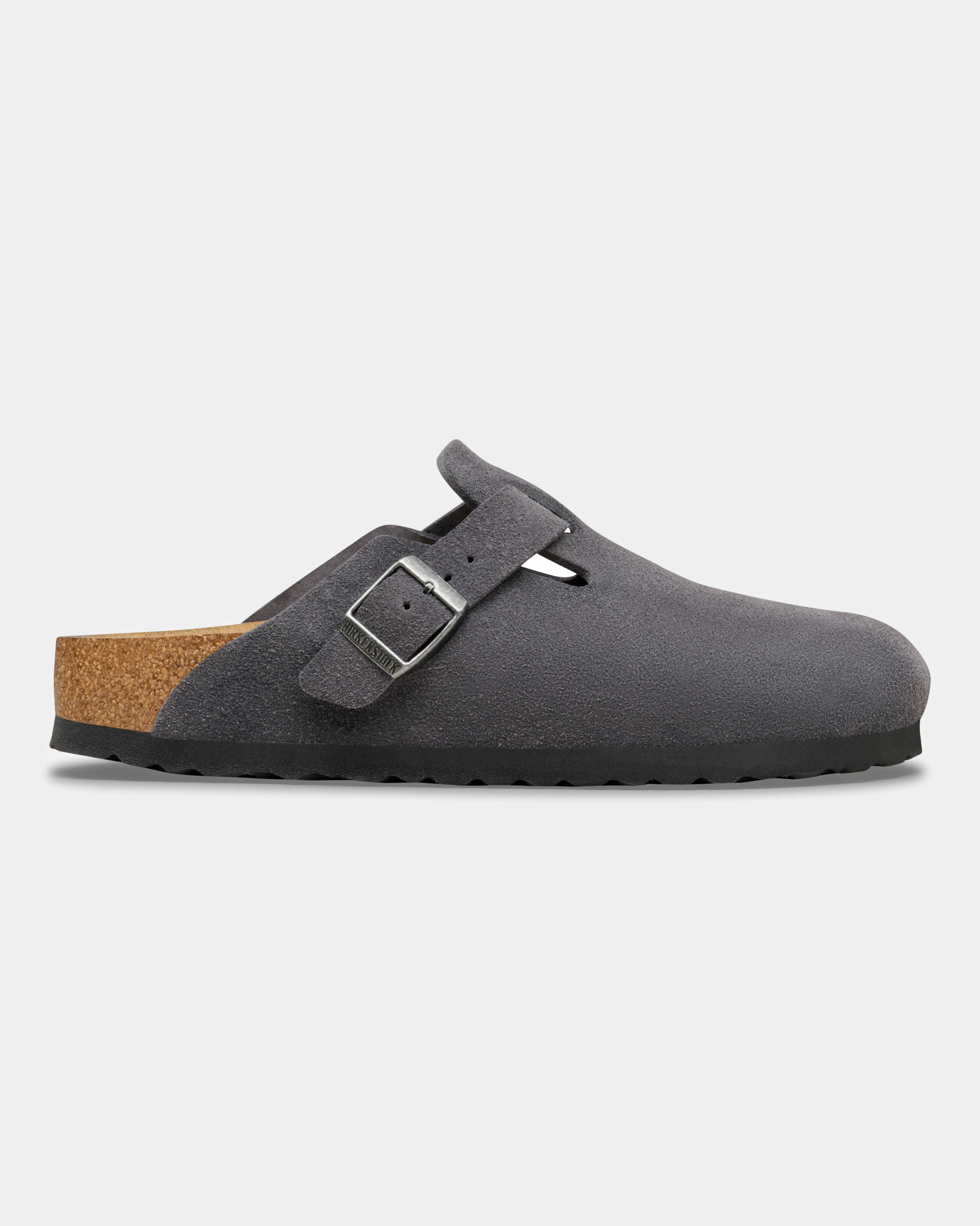 Birkenstock Boston Suede Leather Womens Clogs - Charcoal - Image 2