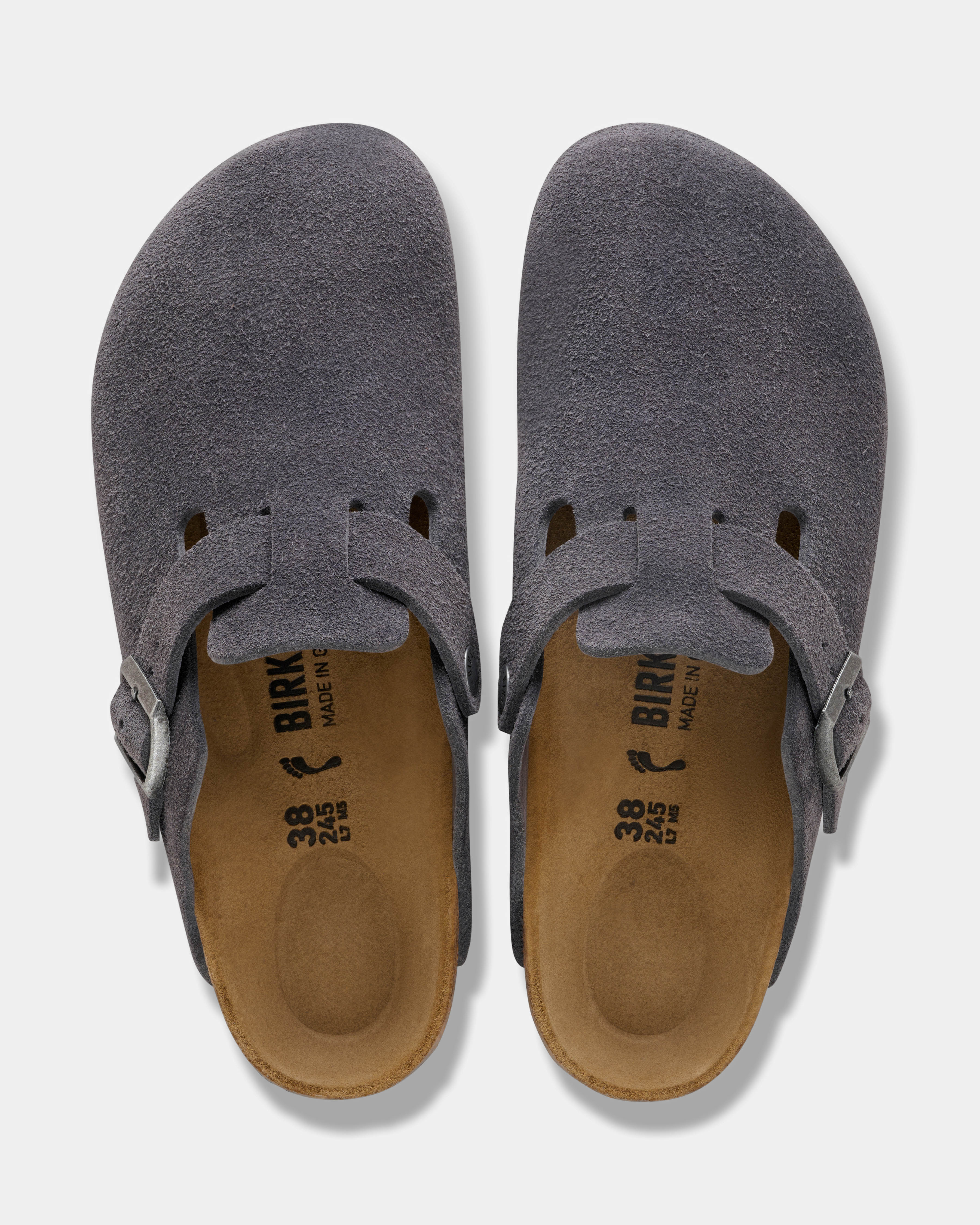 Birkenstock Boston Suede Leather Womens Clogs - Charcoal - Image 3