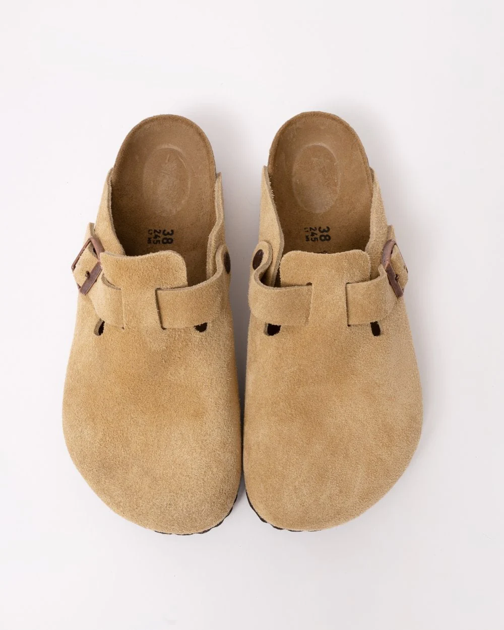 Birkenstock Boston Suede Leather Womens Clogs - Latte Cream - Image 2