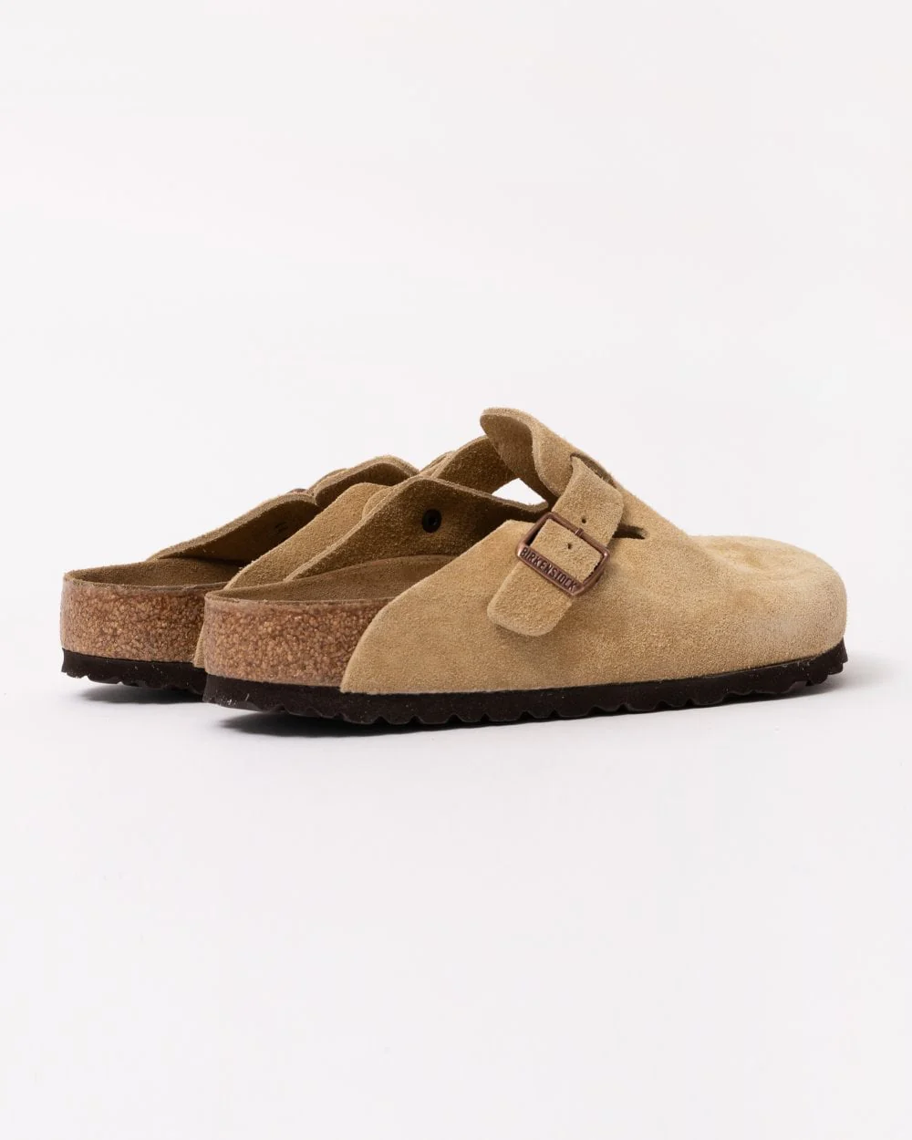 Birkenstock Boston Suede Leather Womens Clogs - Latte Cream - Image 3