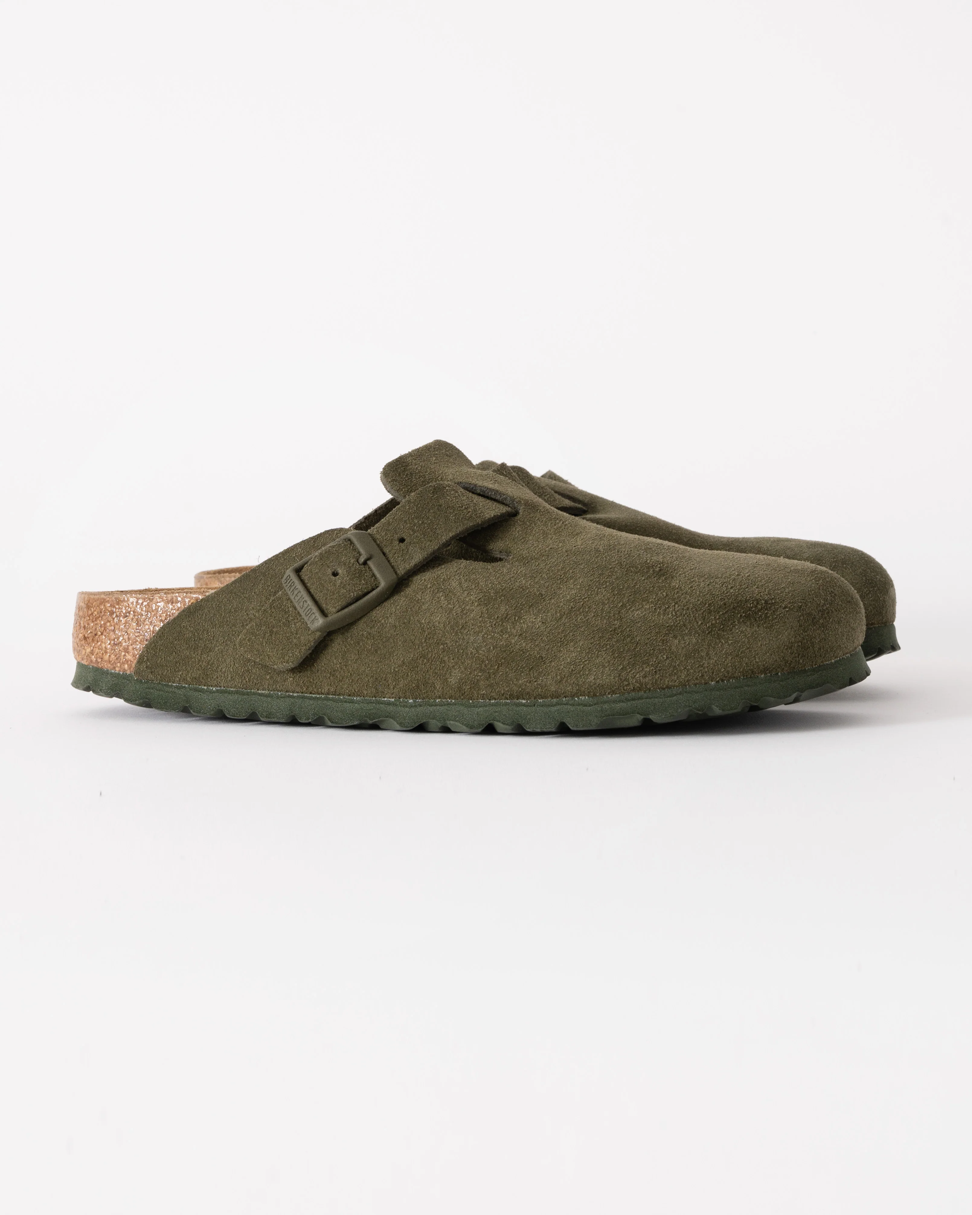 Birkenstock Boston Suede Leather Womens Clogs - Thyme - Image 3