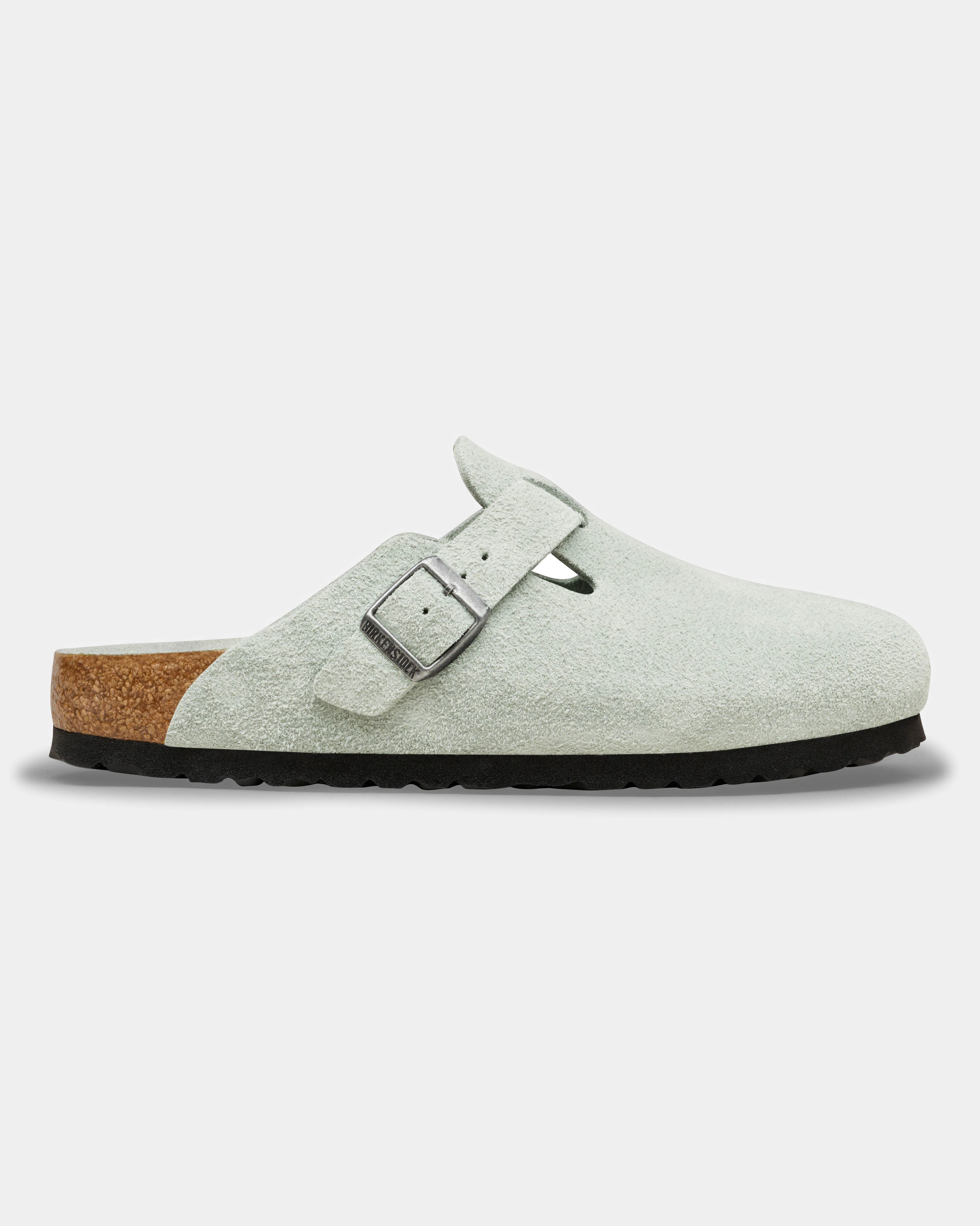 Birkenstock Boston Tonal Footbed Suede Leather Womens Clogs - Pure Sage Tonal FB - Image 2