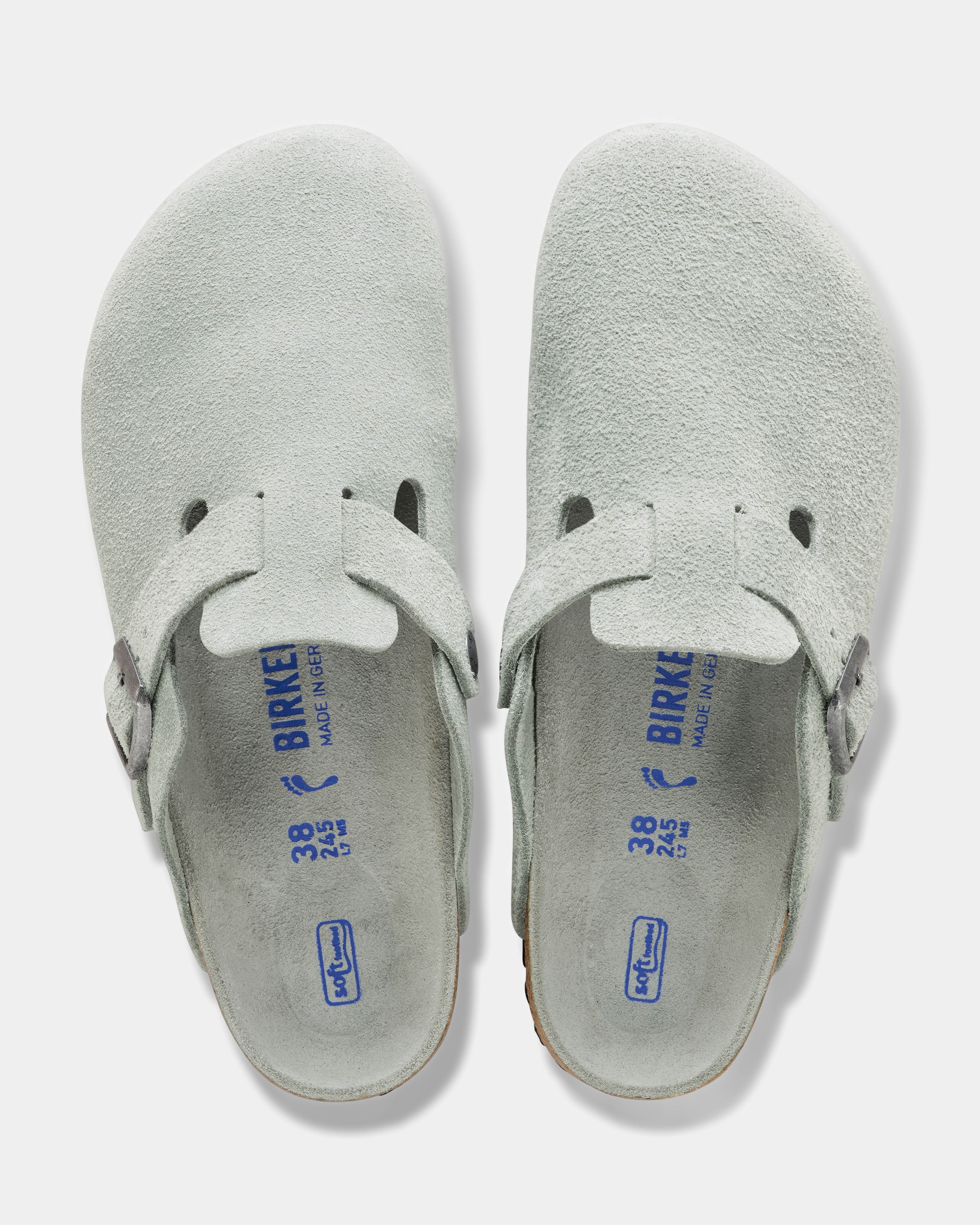 Birkenstock Boston Tonal Footbed Suede Leather Womens Clogs - Pure Sage Tonal FB - Image 3