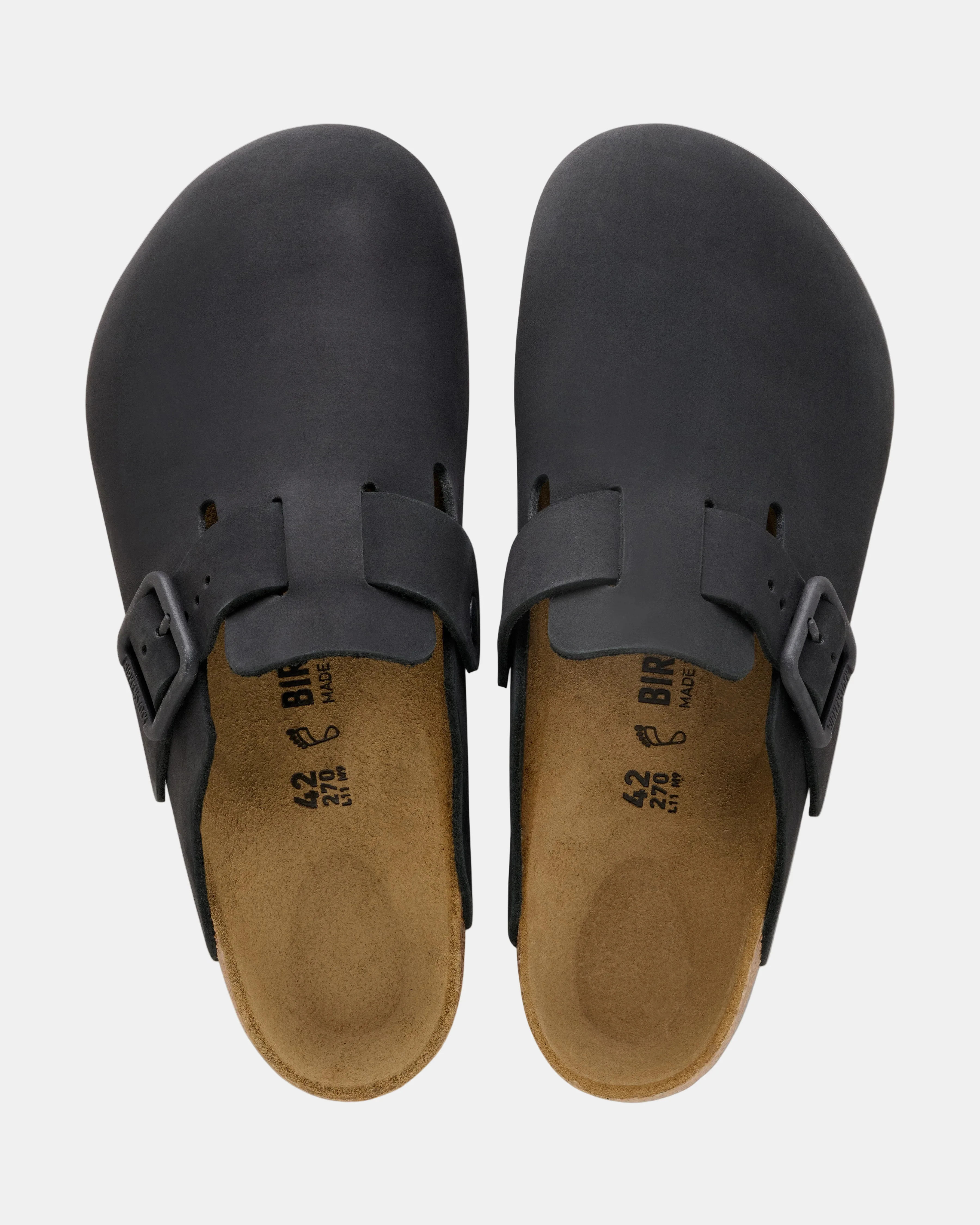 Birkenstock Boston Wire Buckle Nubuck Leather Womens Clogs - Black - Image 3