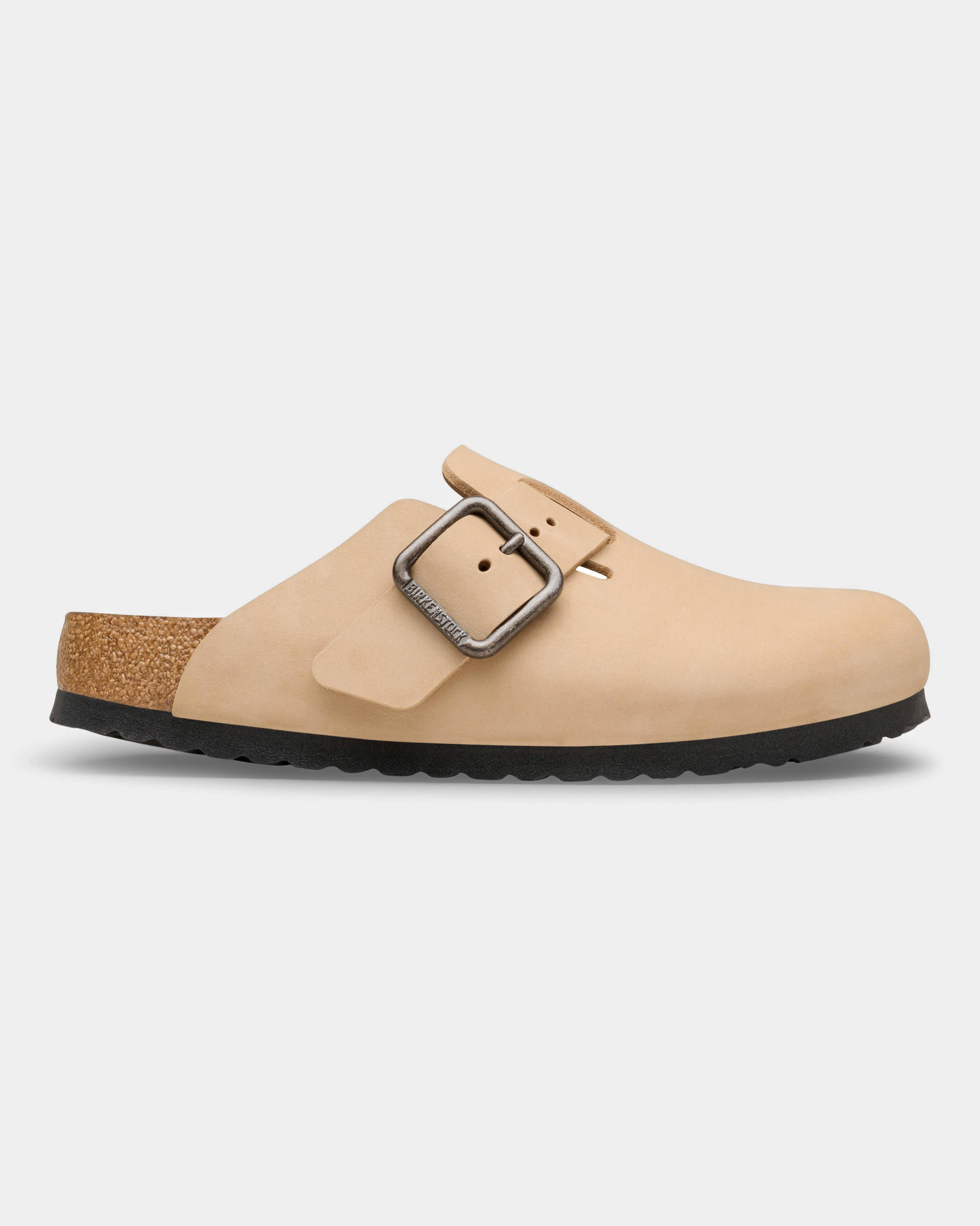 Birkenstock Boston Wire Buckle Nubuck Leather Womens Clogs - Sandcastle - Image 2