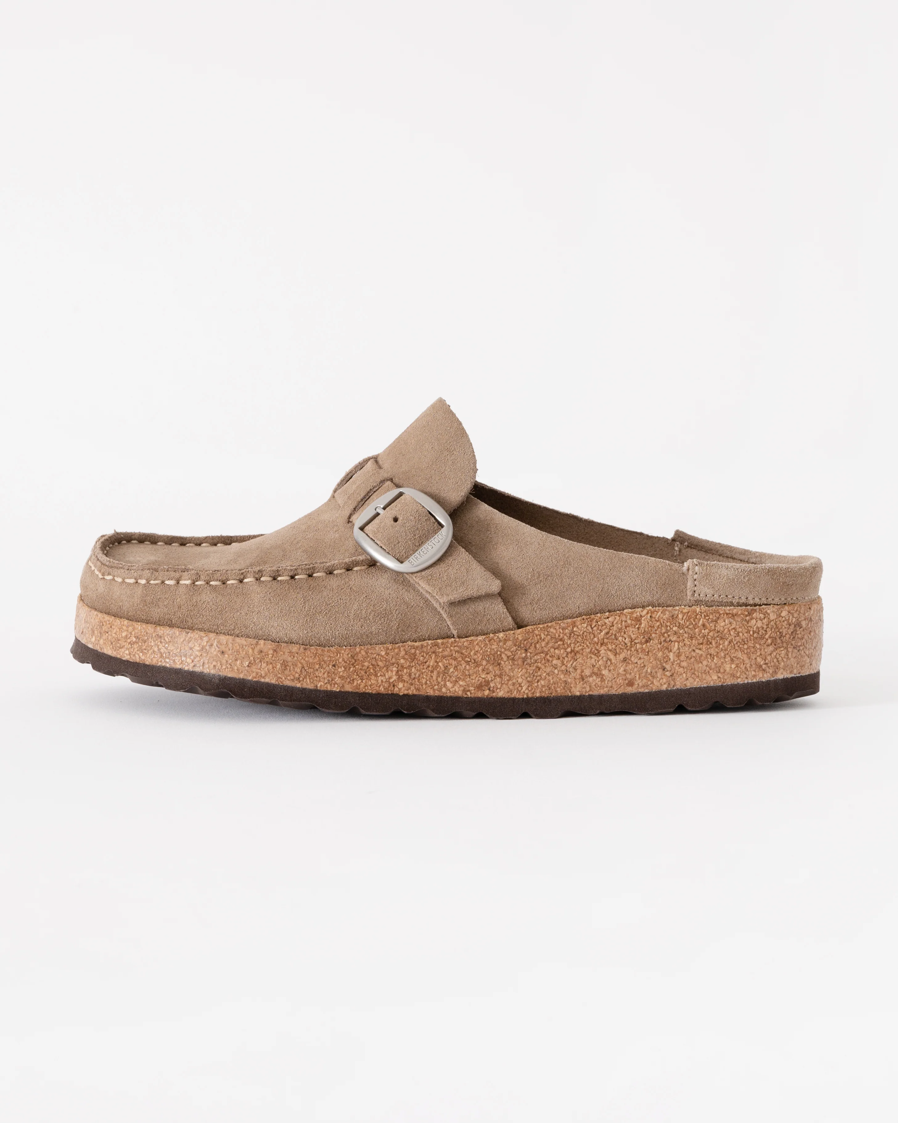 Birkenstock Buckley Suede Leather Womens Mule Moccasins - Grey Taupe - Image 2