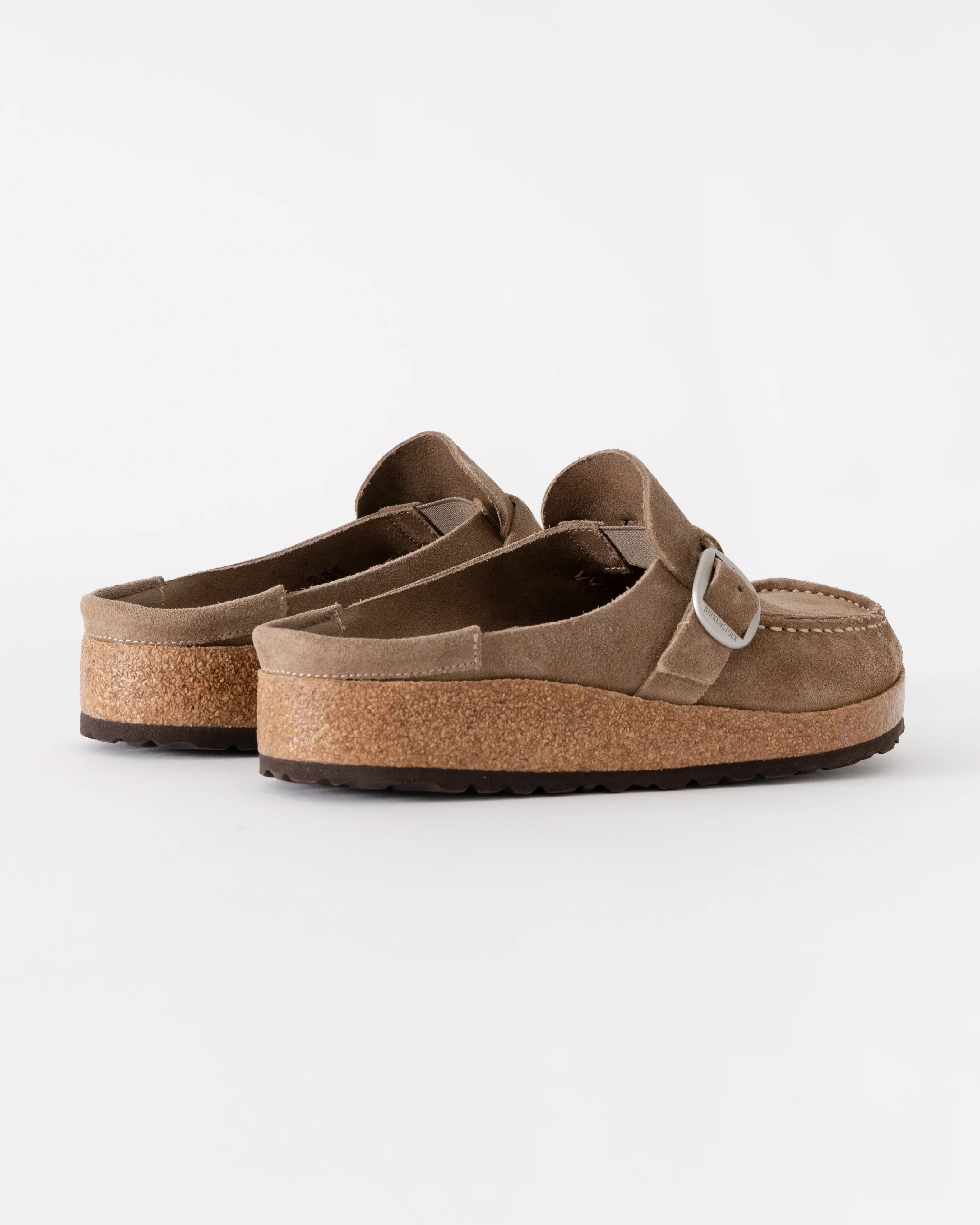 Birkenstock Buckley Suede Leather Womens Mule Moccasins - Grey Taupe - Image 3