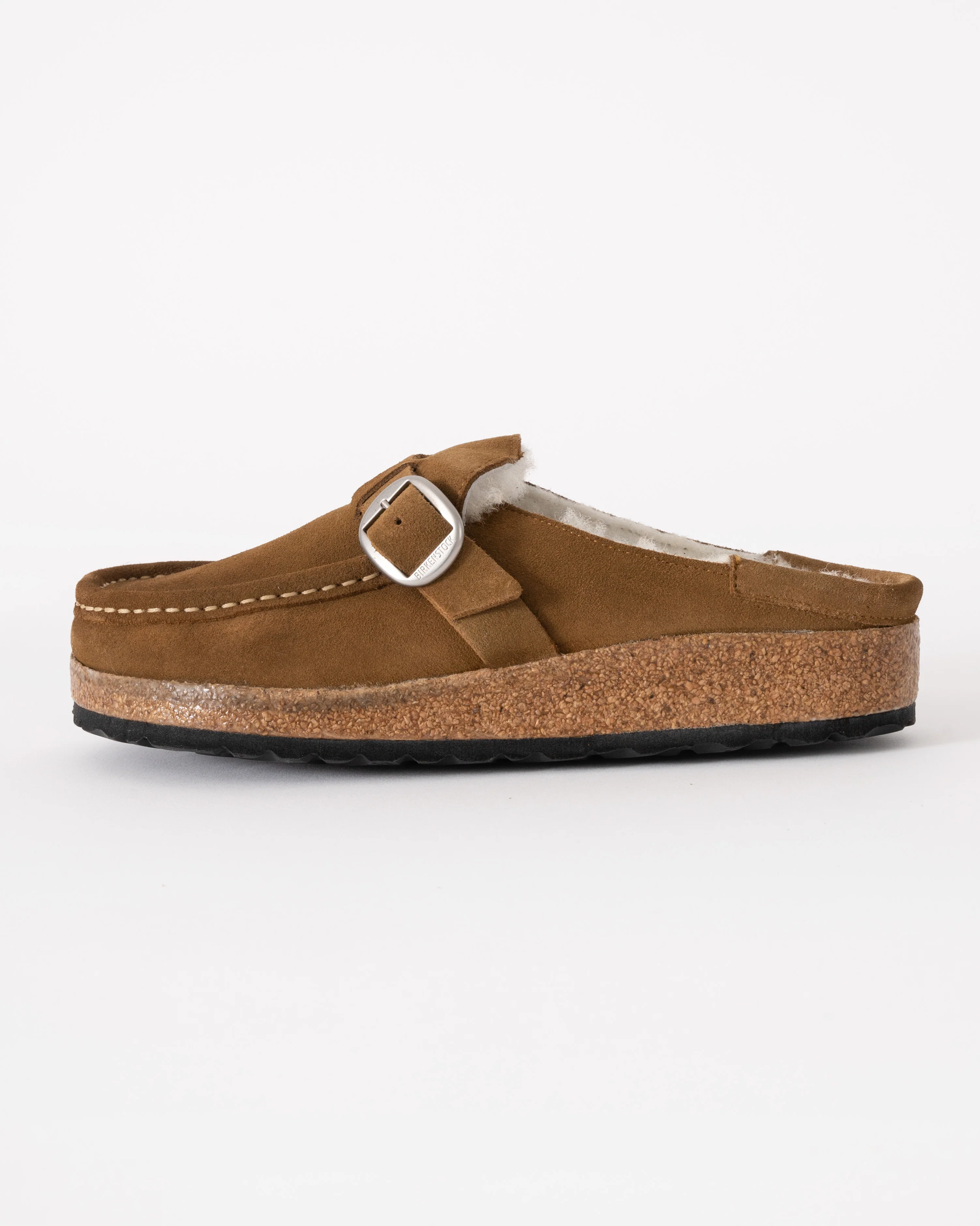 Birkenstock Buckley Suede Shearling Womens Mule Moccasins - Tea - Image 2