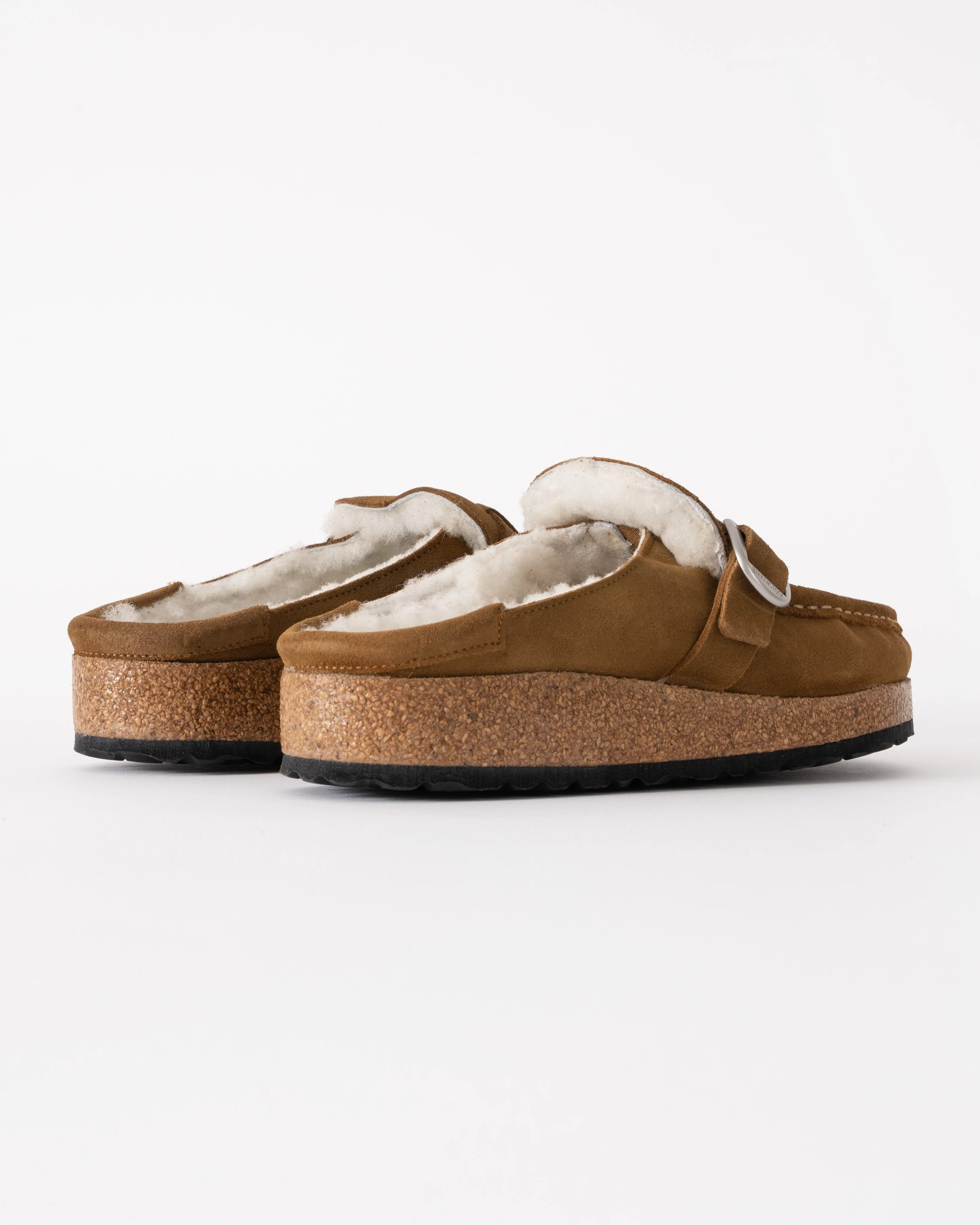 Birkenstock Buckley Suede Shearling Womens Mule Moccasins - Tea - Image 3
