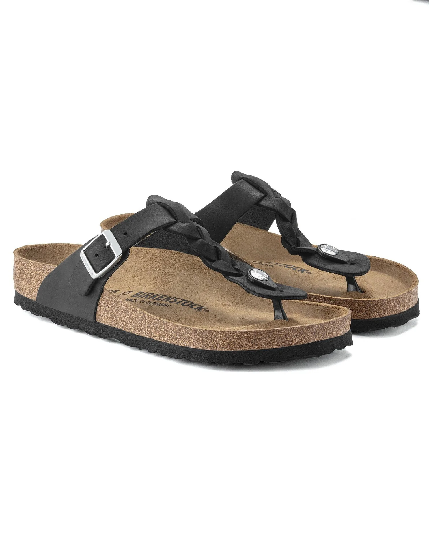 Birkenstock Gizeh Braided Natural Oiled Leather Womens Sandals - Black - Image 4