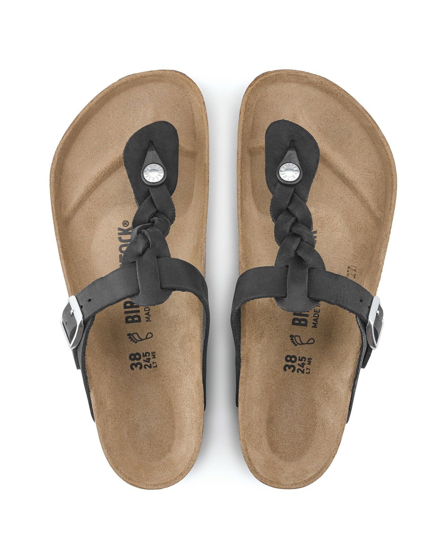 Birkenstock Gizeh Braided Natural Oiled Leather Womens Sandals - Black - Image 5