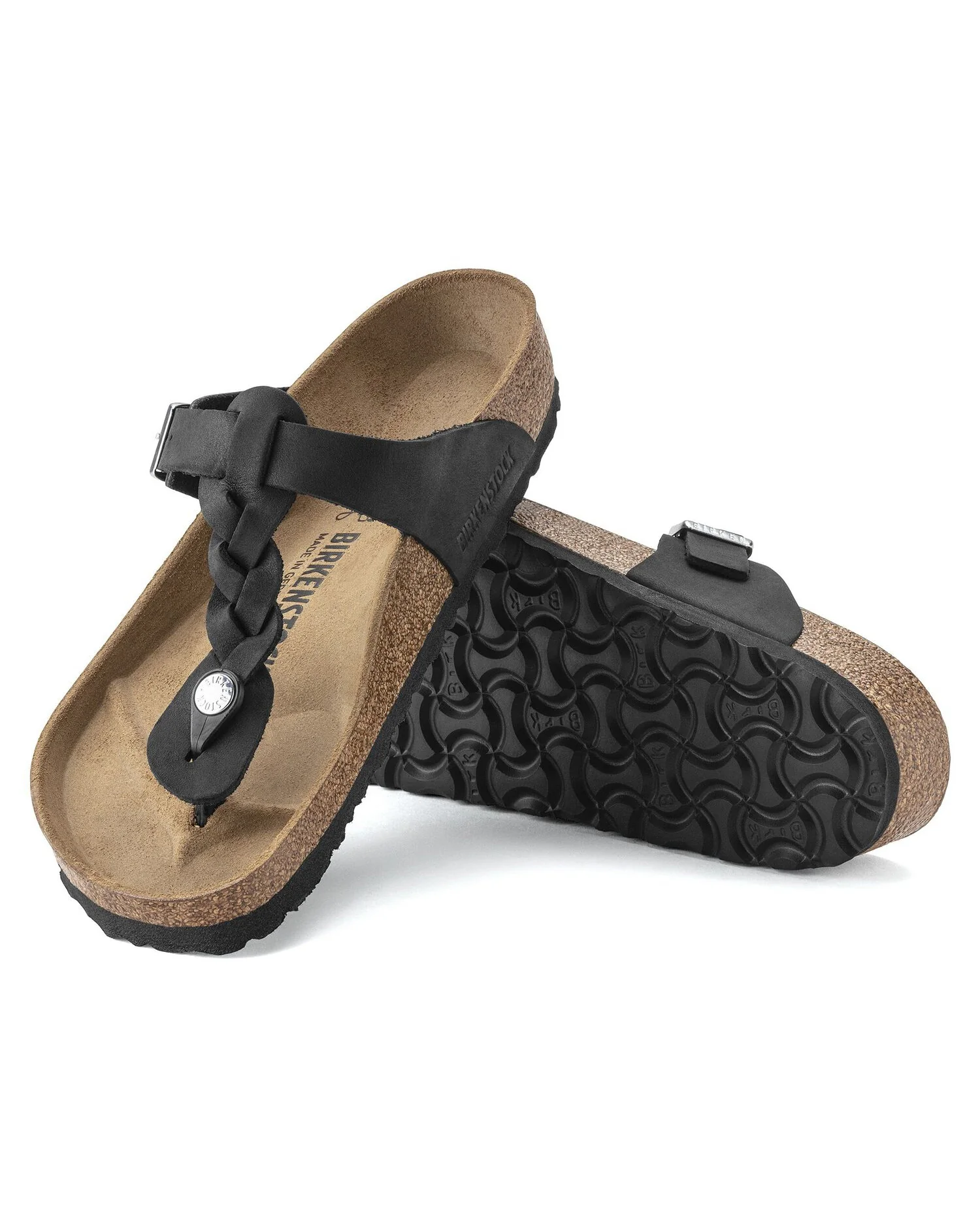 Birkenstock Gizeh Braided Natural Oiled Leather Womens Sandals - Black - Image 6
