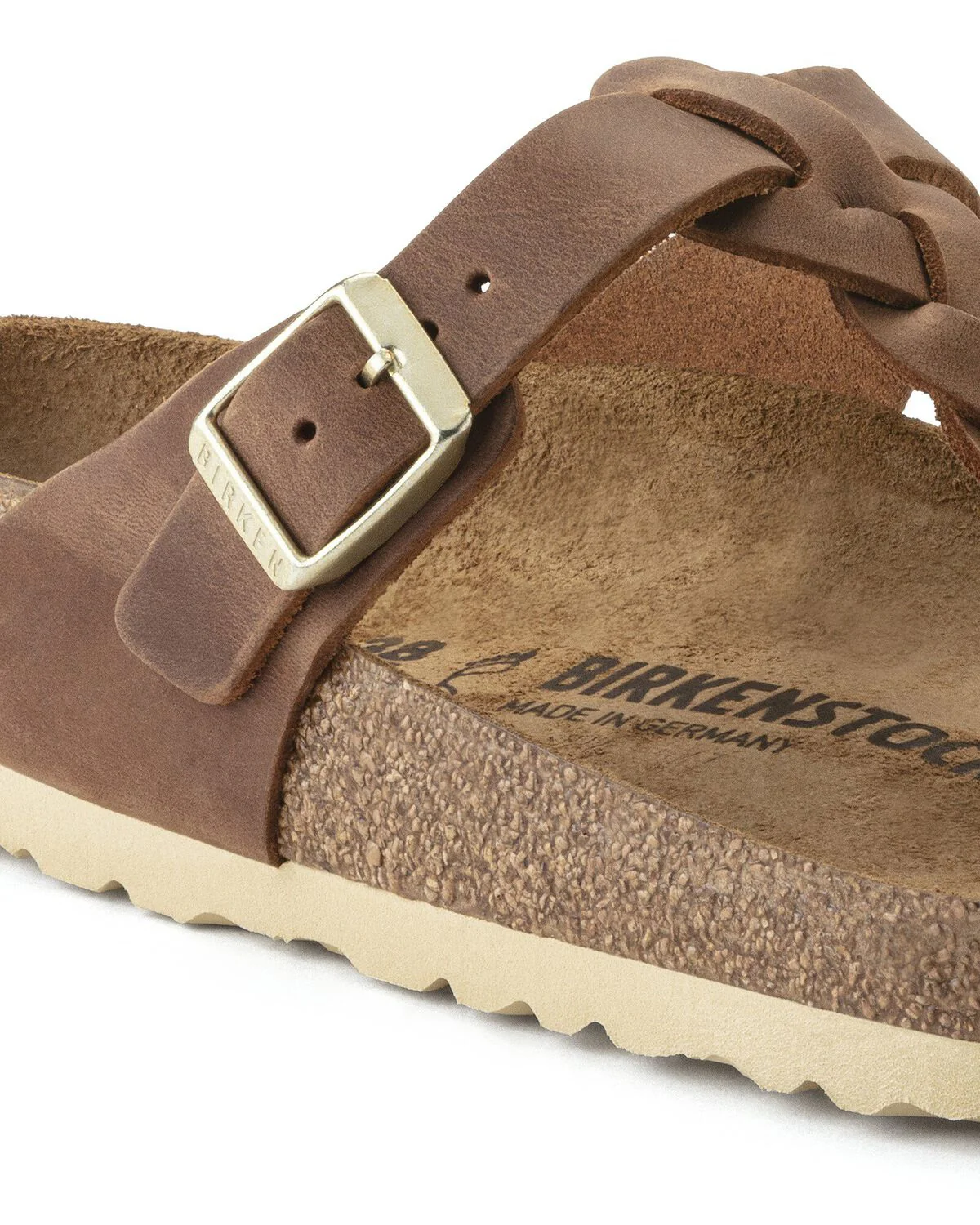 Birkenstock Gizeh Braided Natural Oiled Leather Womens Sandals - Cognac - Image 2
