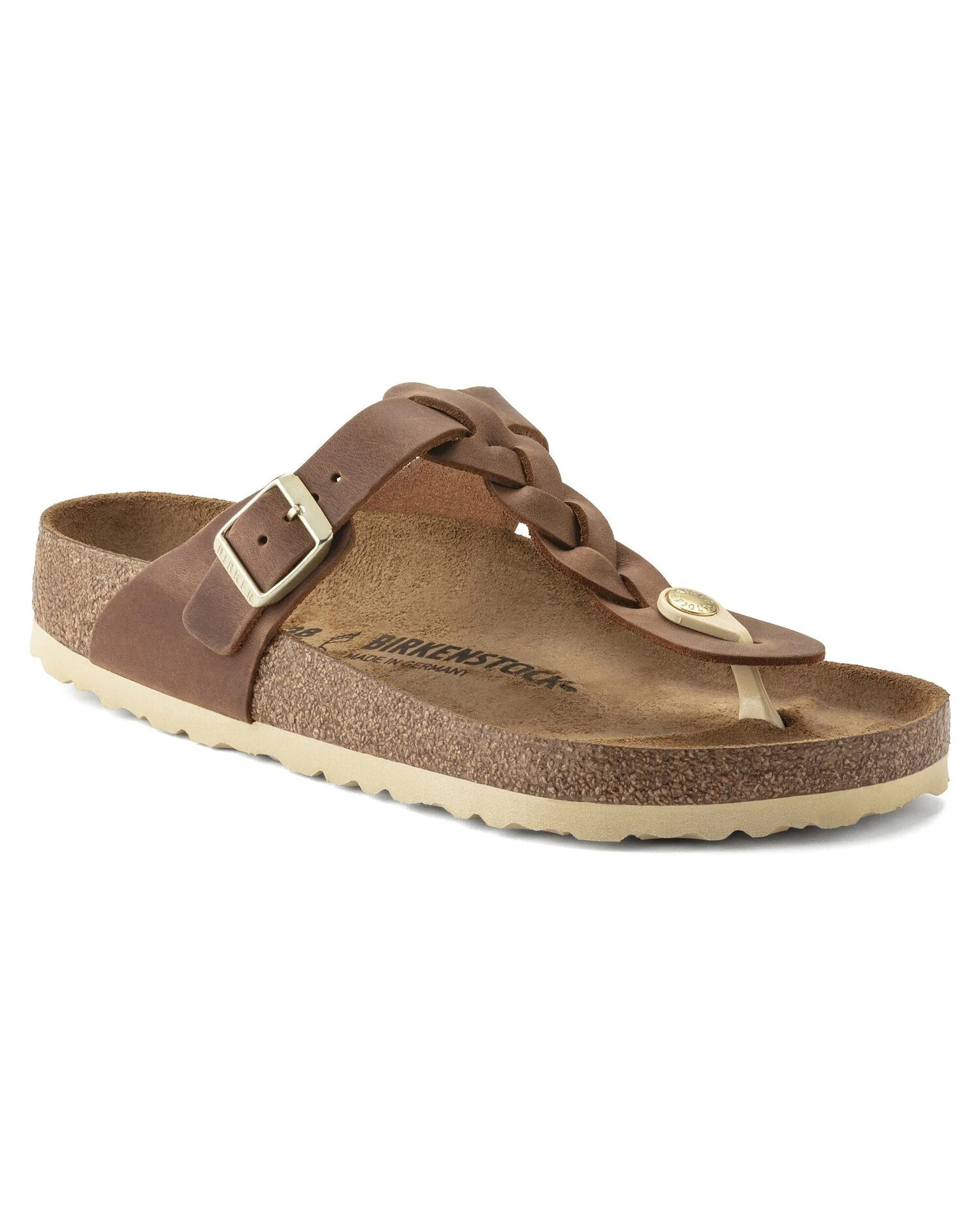 Birkenstock Gizeh Braided Natural Oiled Leather Womens Sandals - Cognac - Image 3