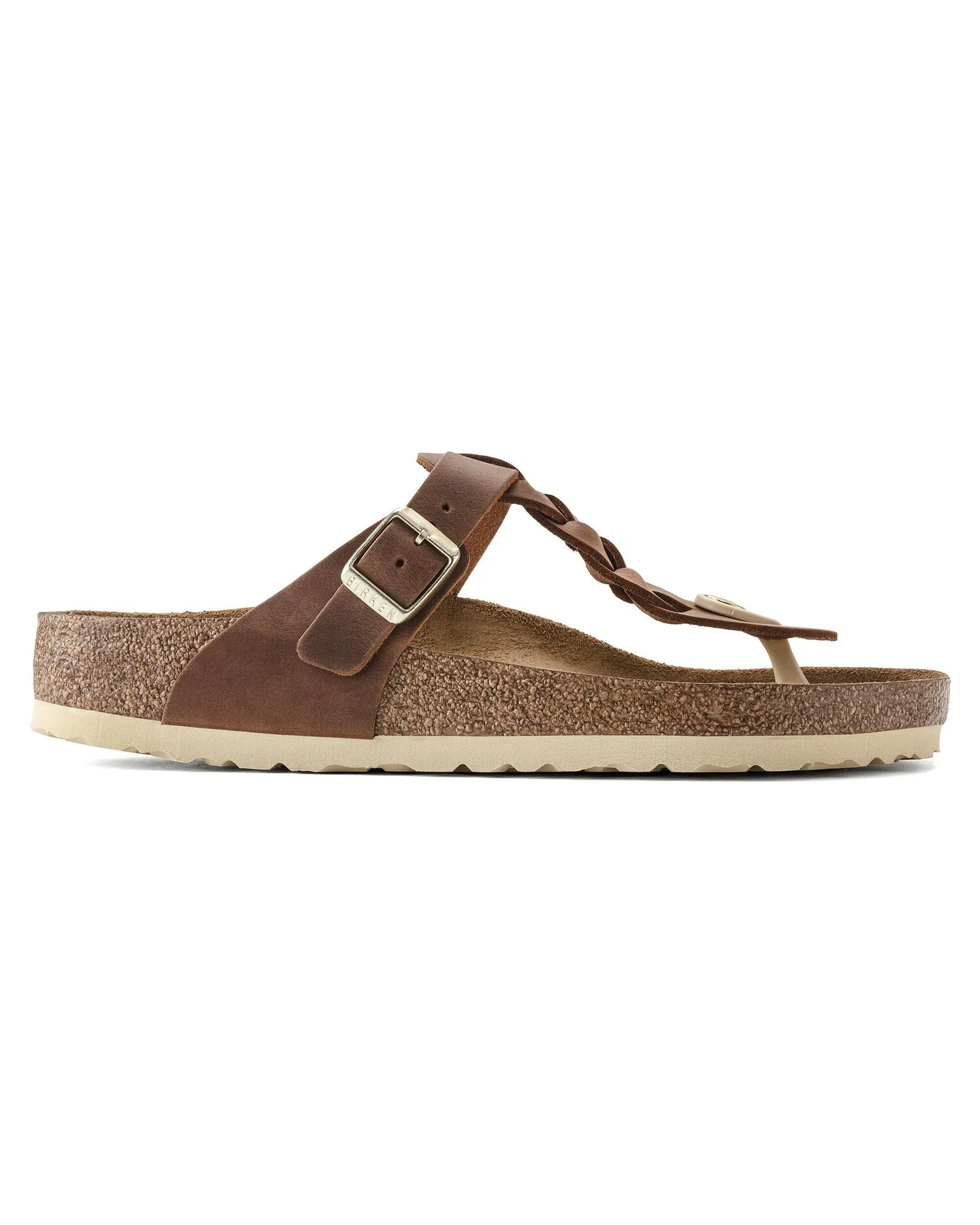 Birkenstock Gizeh Braided Natural Oiled Leather Womens Sandals - Cognac - Image 4