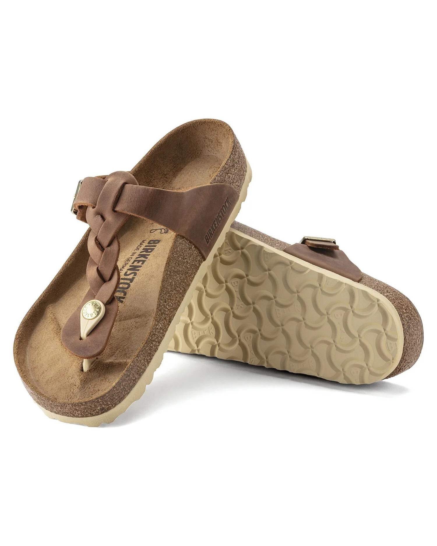 Birkenstock Gizeh Braided Natural Oiled Leather Womens Sandals - Cognac - Image 5