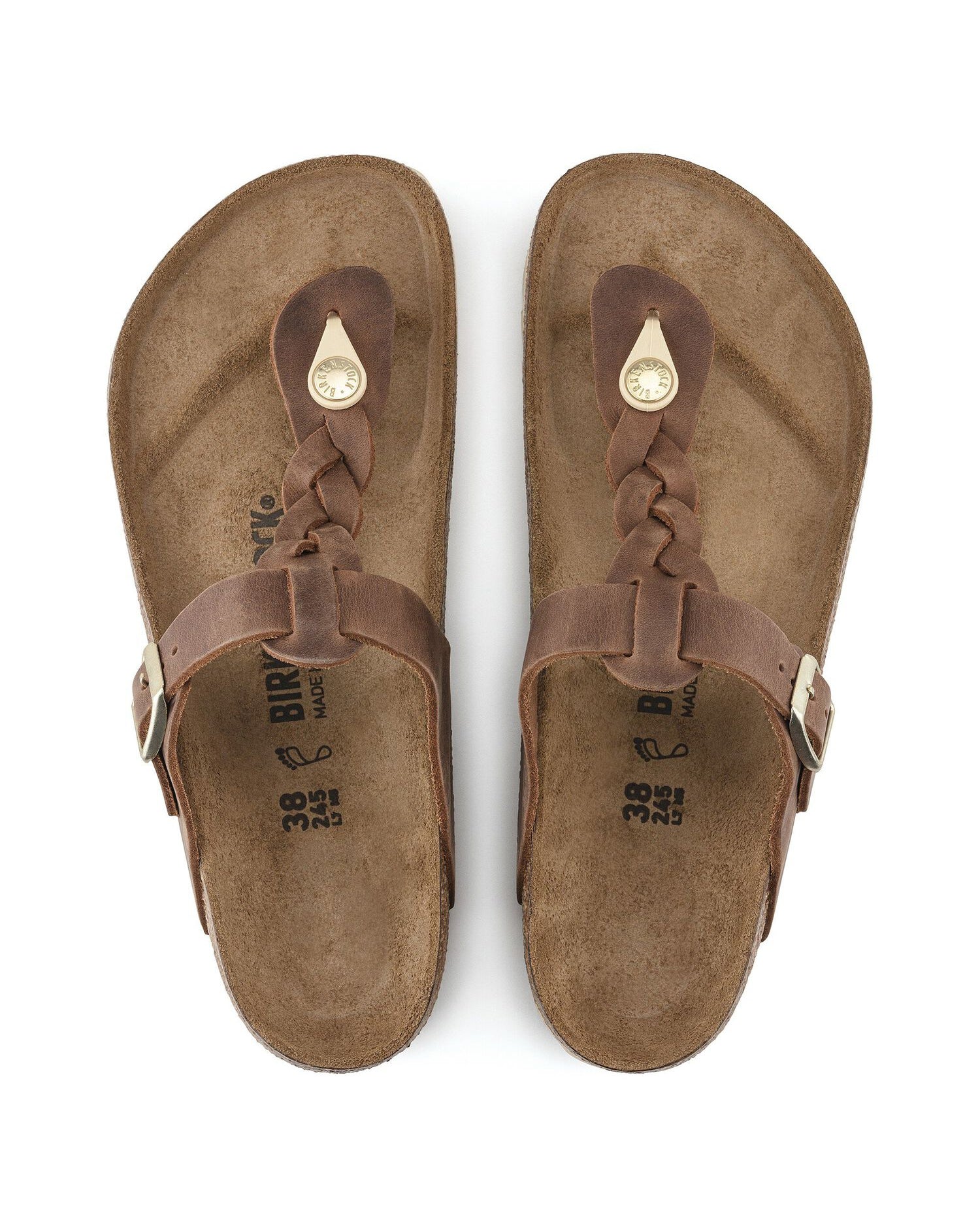 Birkenstock Gizeh Braided Natural Oiled Leather Womens Sandals - Cognac - Image 6