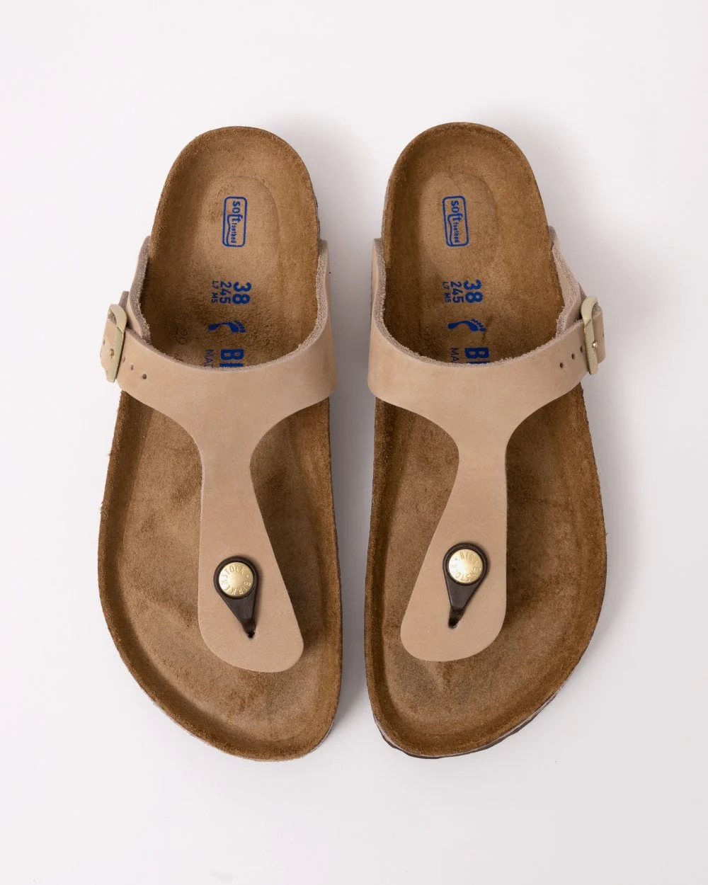 Birkenstock Gizeh Soft Footbed Womens Nubuck Leather Sandals - Sandcastle - Image 2