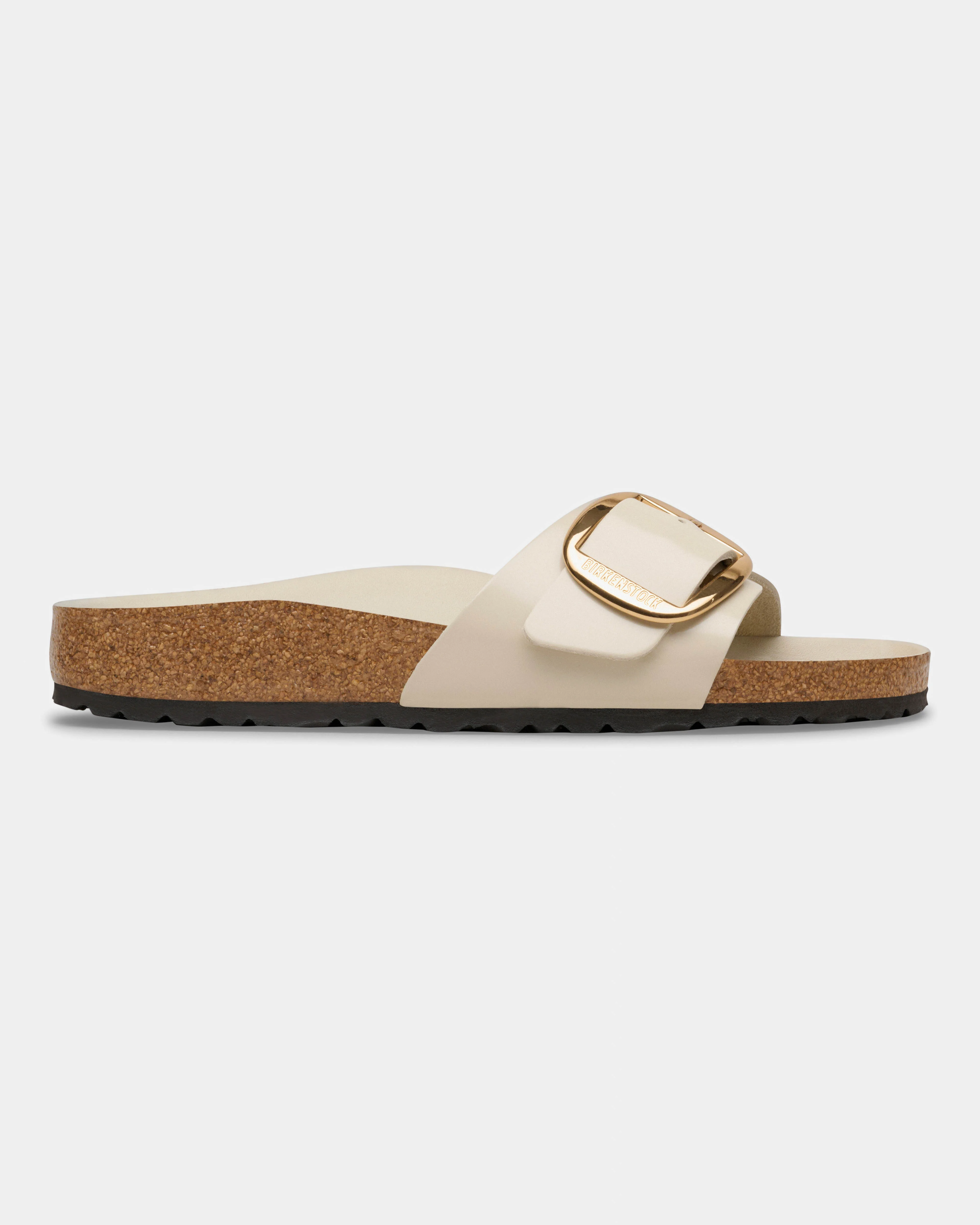 Birkenstock Madrid Big Buckle Natural Patent Leather Womens Sandals - High-Shine Oyster - Image 2