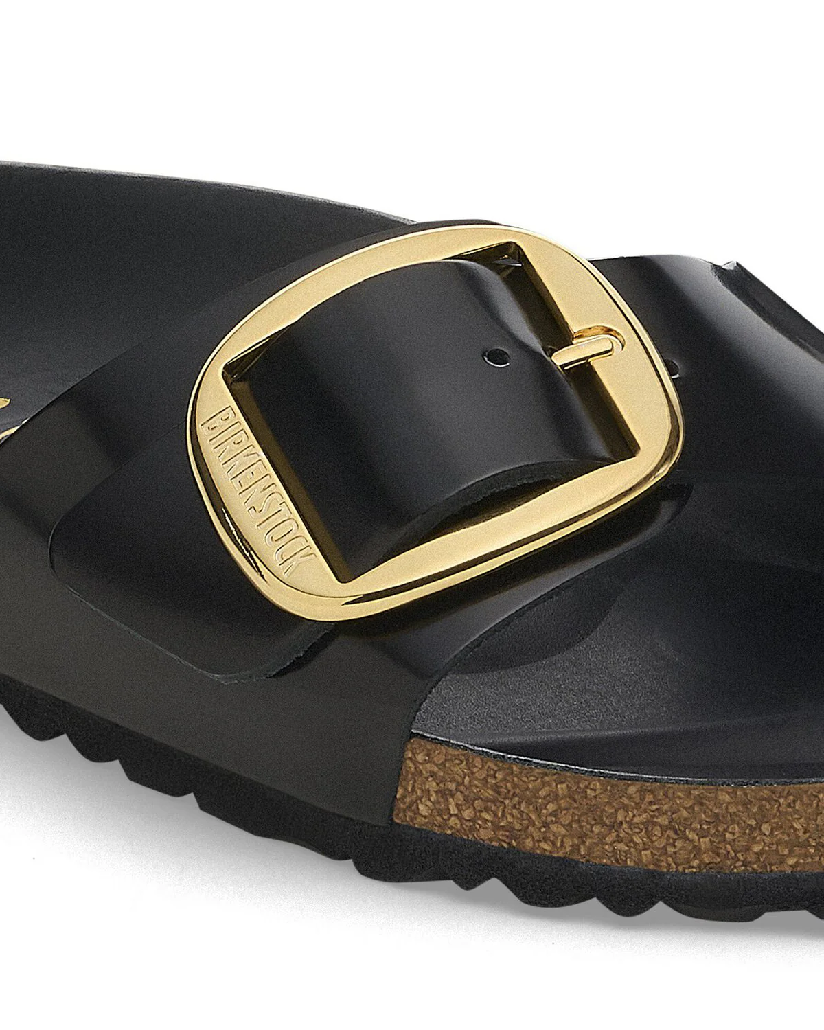 Birkenstock Madrid Big Buckle Natural Patent Leather Womens Sandals - High-Shine Black - Image 3