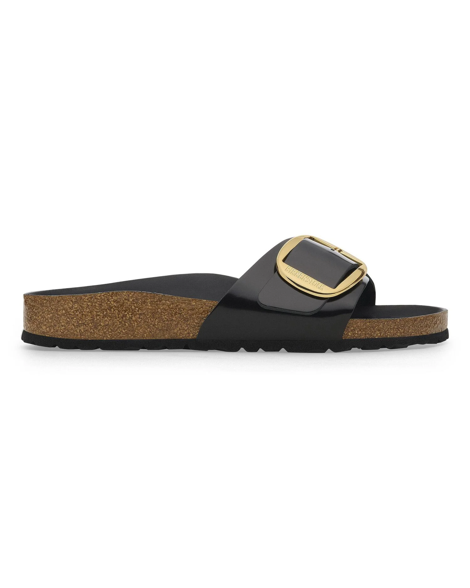 Birkenstock Madrid Big Buckle Natural Patent Leather Womens Sandals - High-Shine Black - Image 4