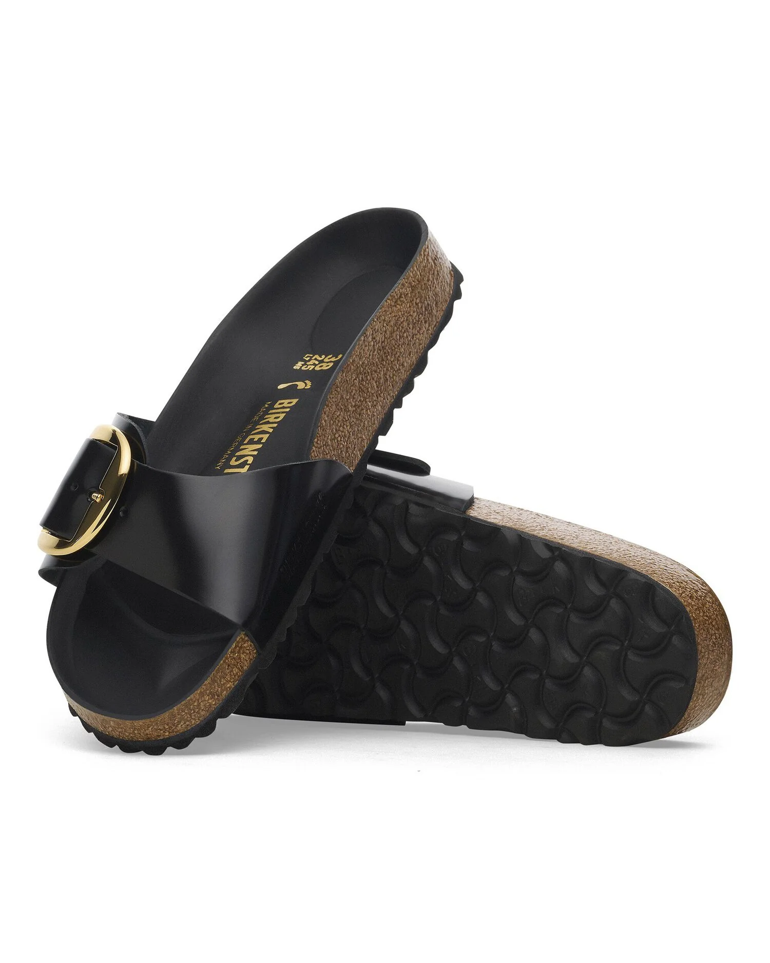 Birkenstock Madrid Big Buckle Natural Patent Leather Womens Sandals - High-Shine Black - Image 6
