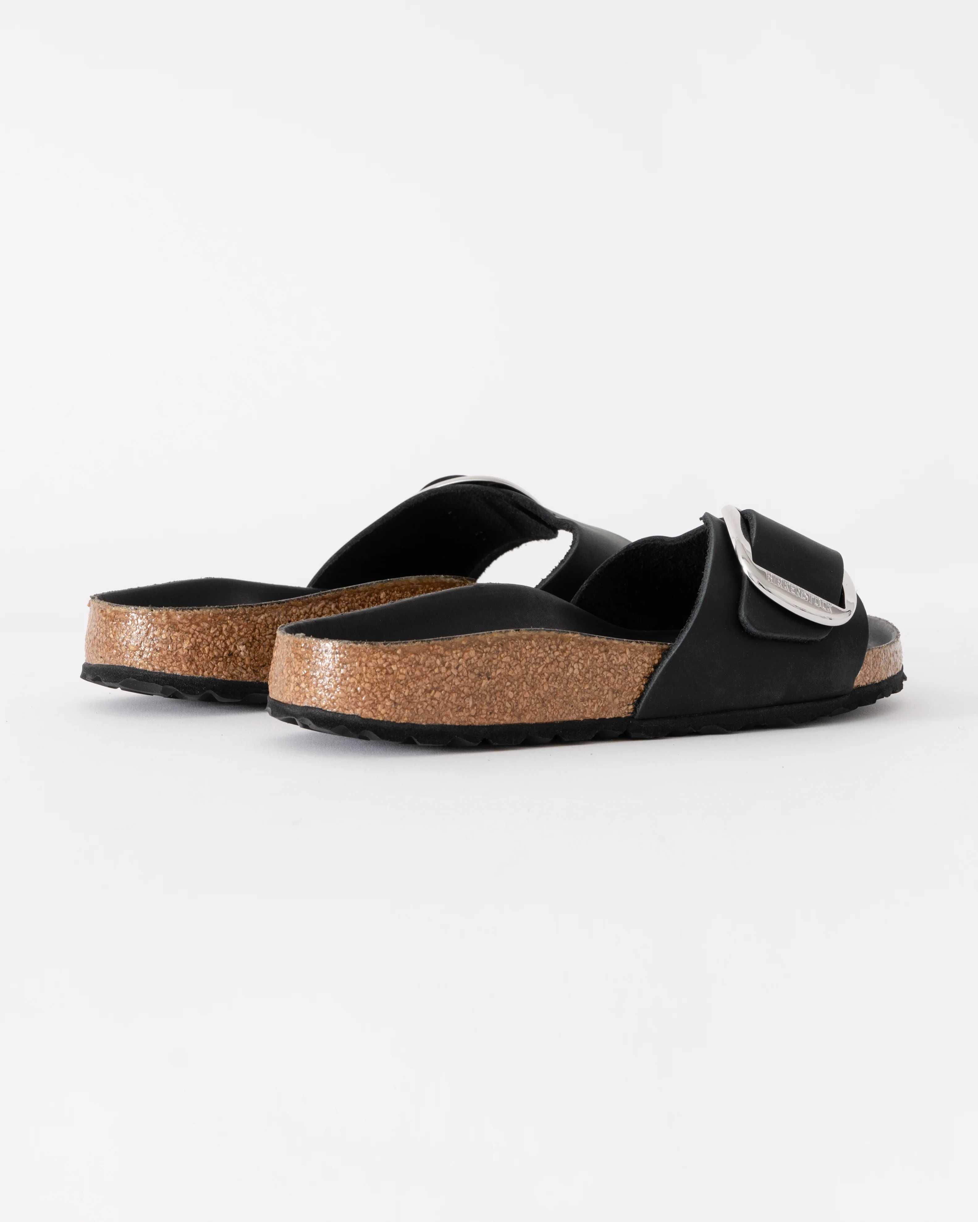 Birkenstock Madrid Big Buckle Oiled Leather Womens Sandals - Black - Image 3