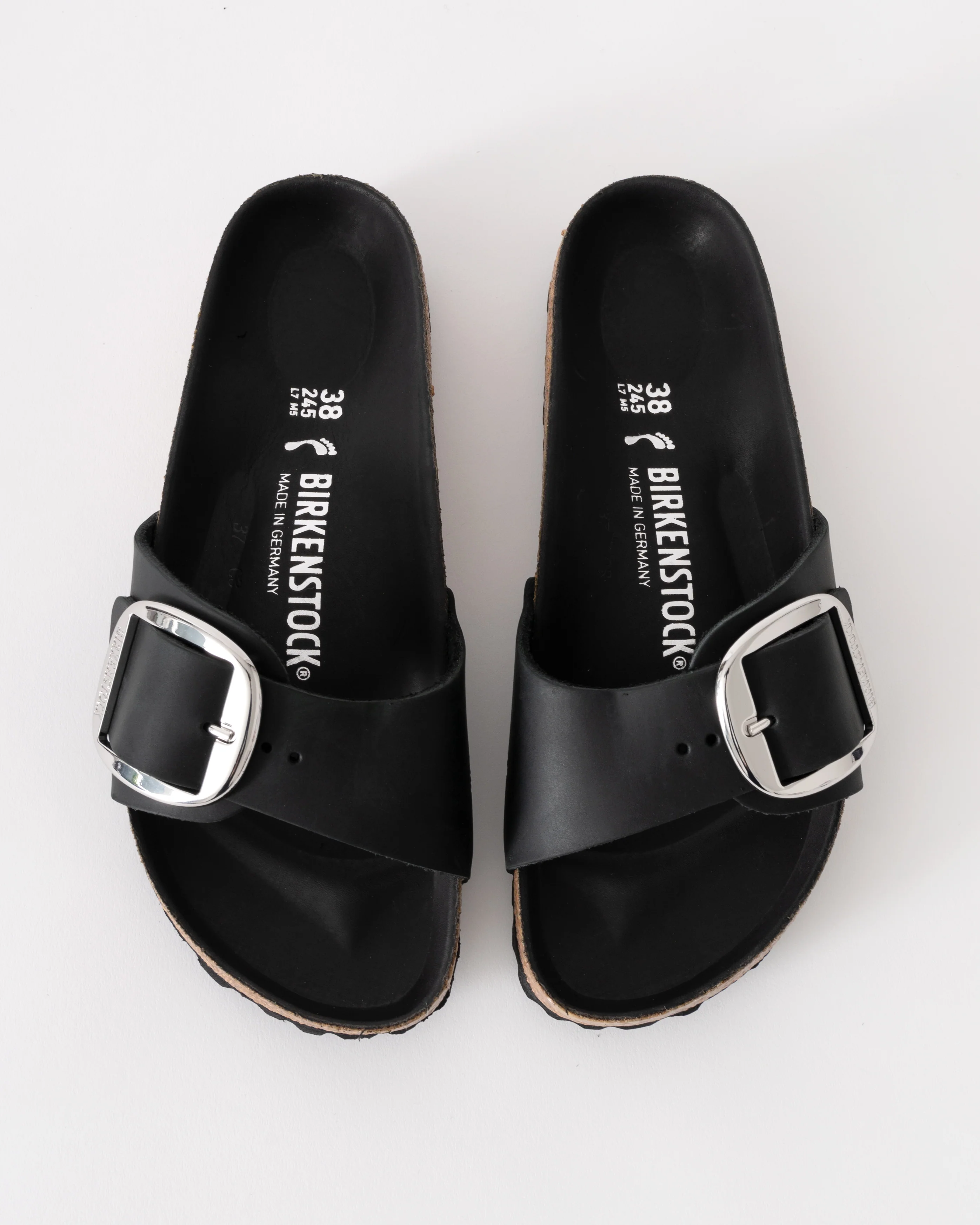 Birkenstock Madrid Big Buckle Oiled Leather Womens Sandals - Black - Image 4