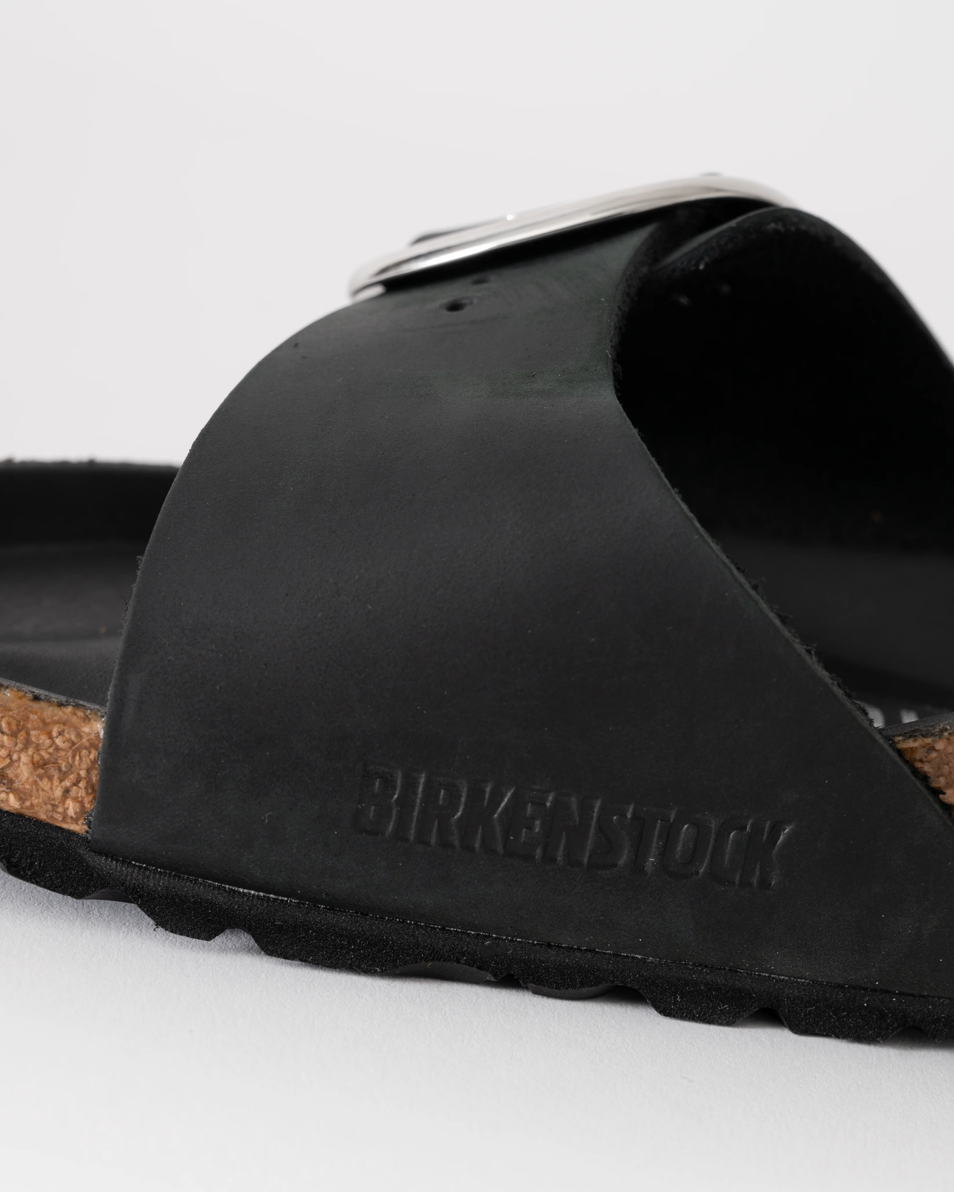 Birkenstock Madrid Big Buckle Oiled Leather Womens Sandals - Black - Image 7
