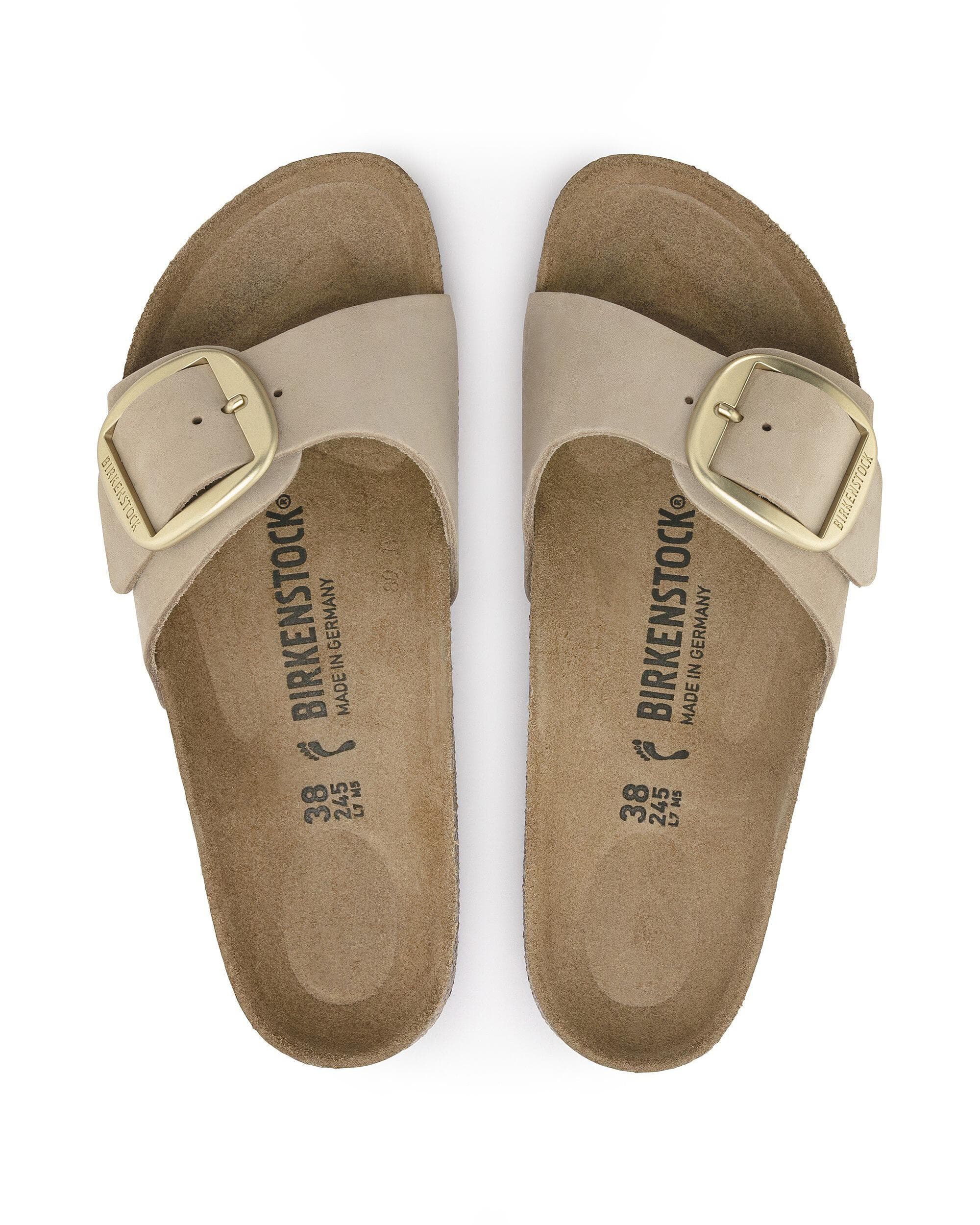 Birkenstock Madrid Big Buckle Womens Nubuck Leather Sandals - Sandcastle - Image 6