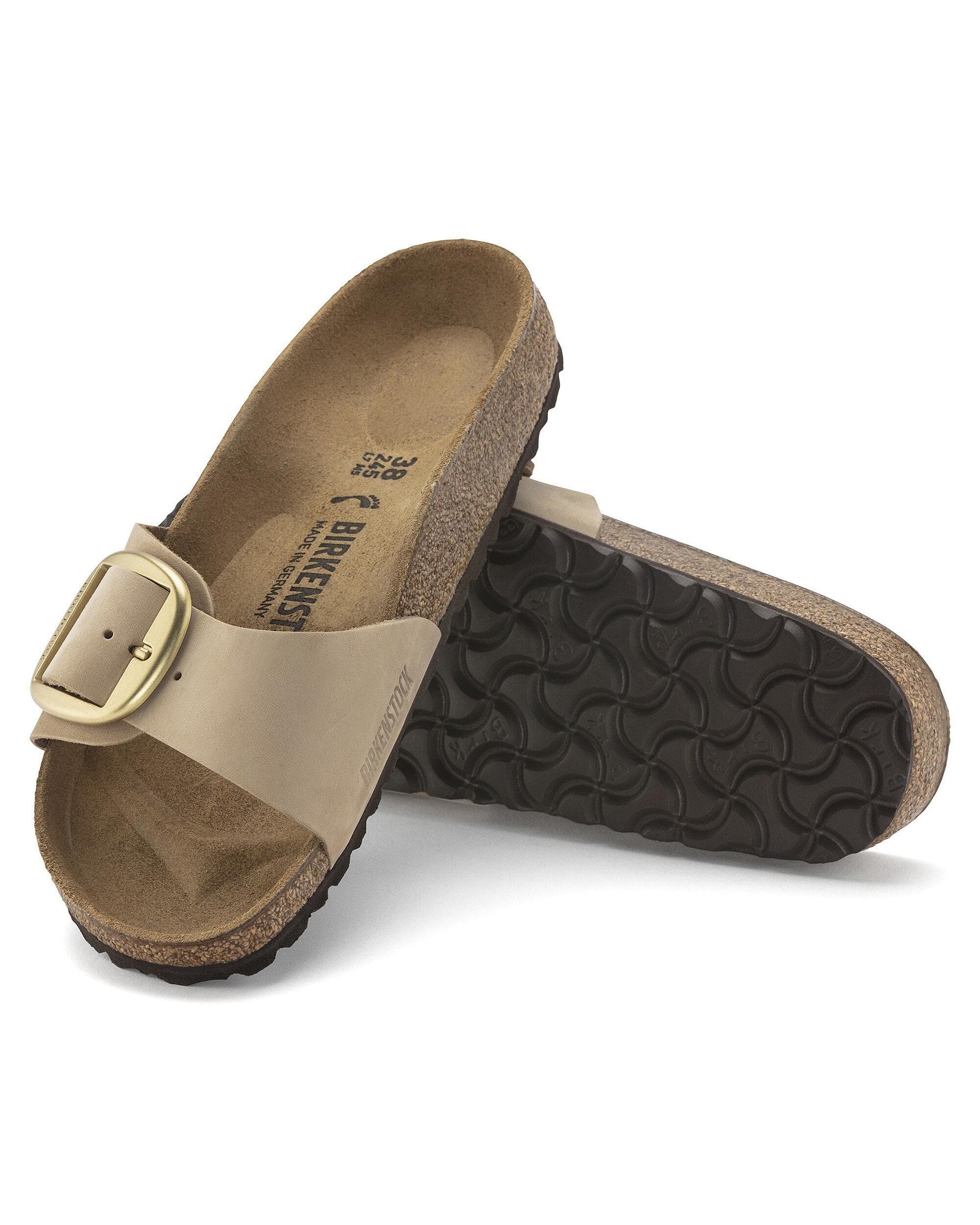 Birkenstock Madrid Big Buckle Womens Nubuck Leather Sandals - Sandcastle - Image 7