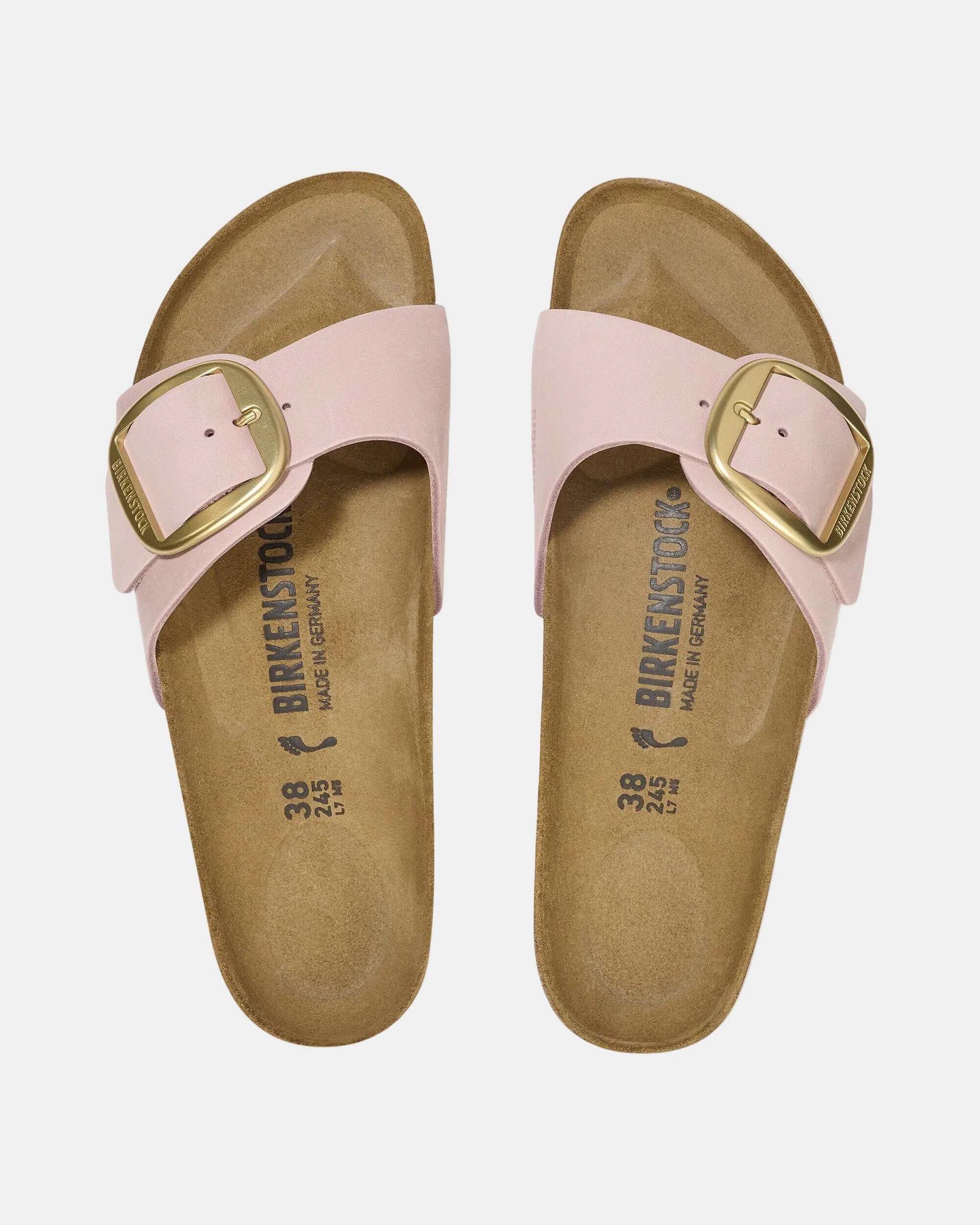 Birkenstock Madrid Big Buckle Womens Nubuck Leather Sandals - Soft Pink - Image 4