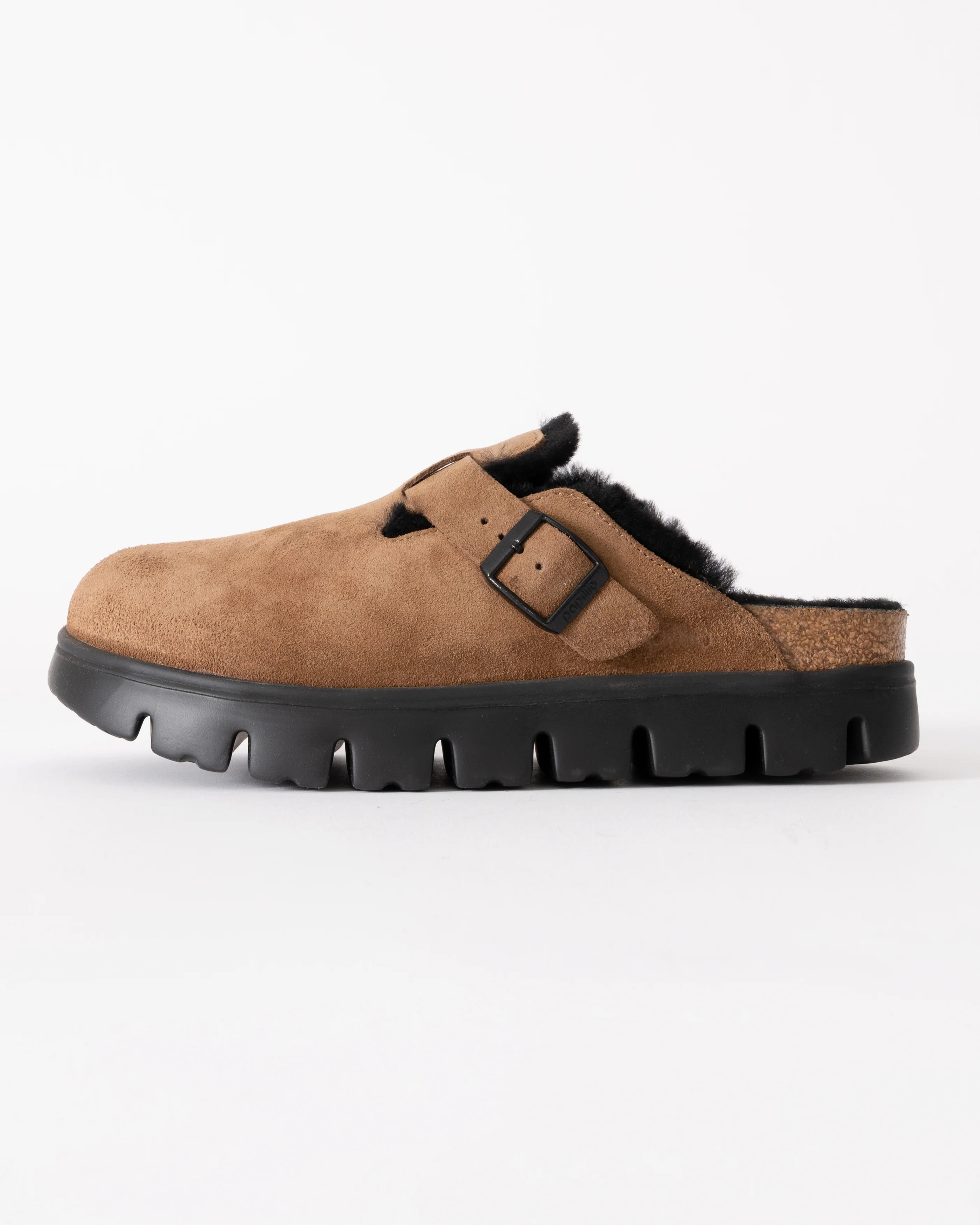 Birkenstock Papillio Boston Chunky Shearling Womens Clogs - Dark Tea - Image 2